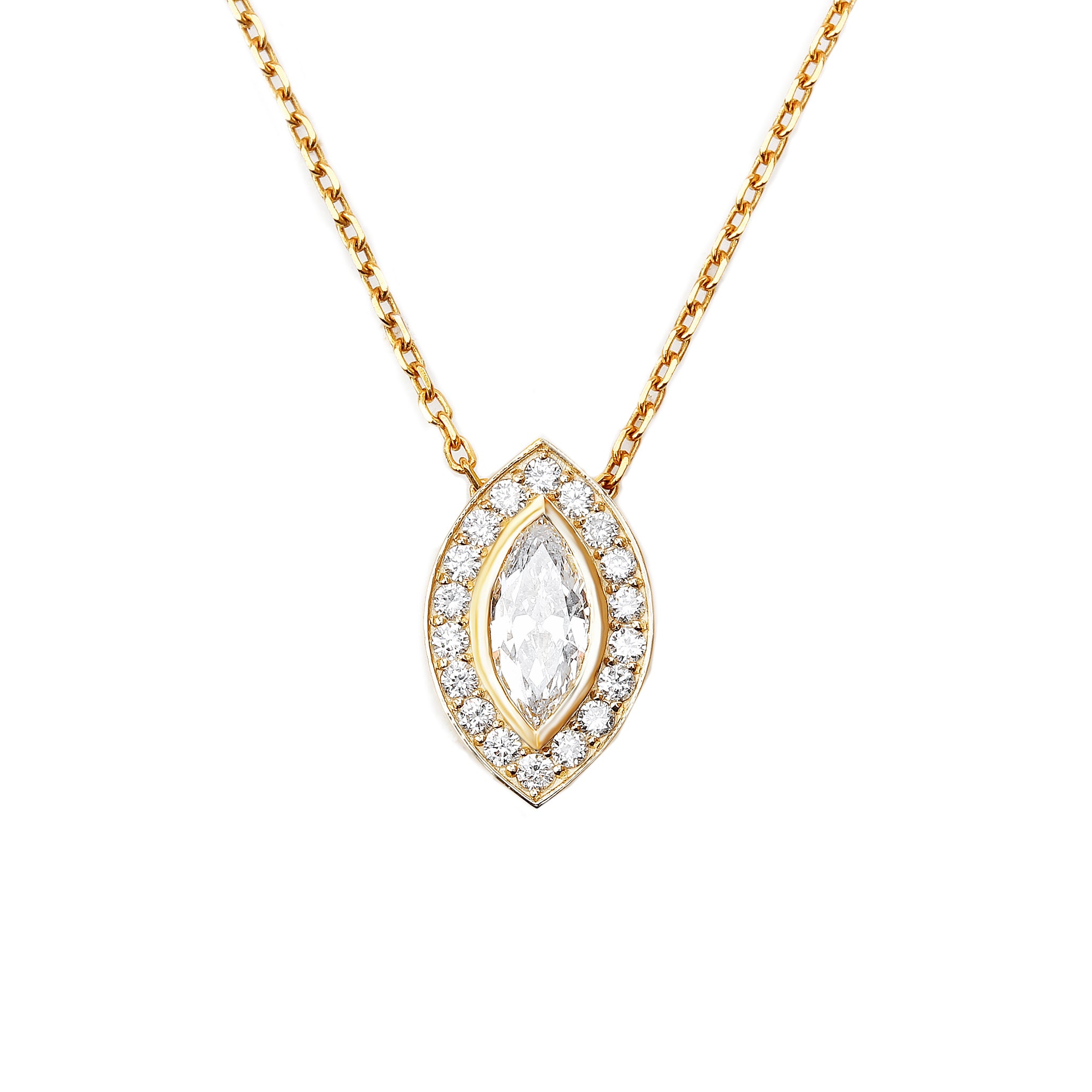 Marquise Diamond Halo Pendant Necklace