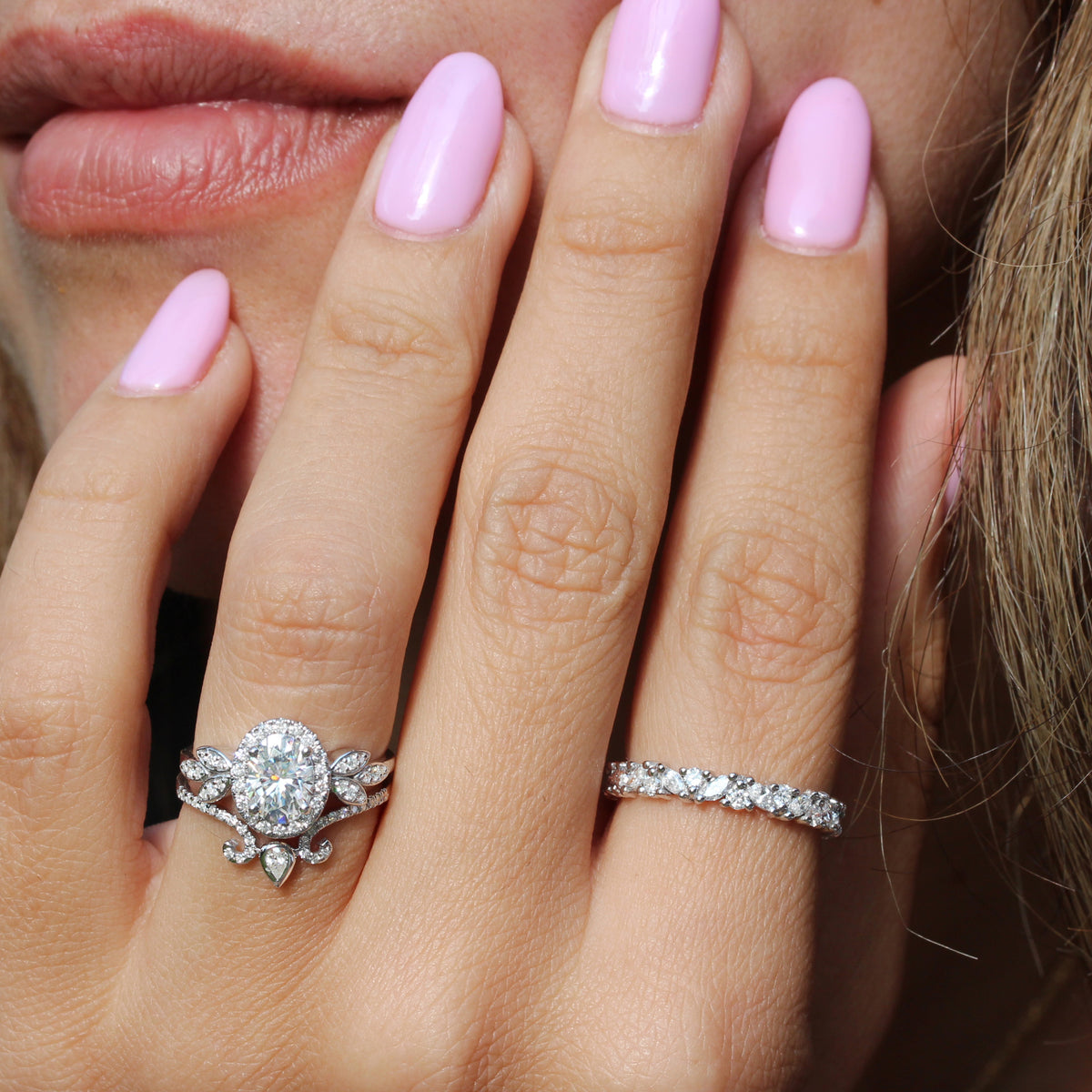 Pear Diamond Wedding Nesting Band - Ariana
