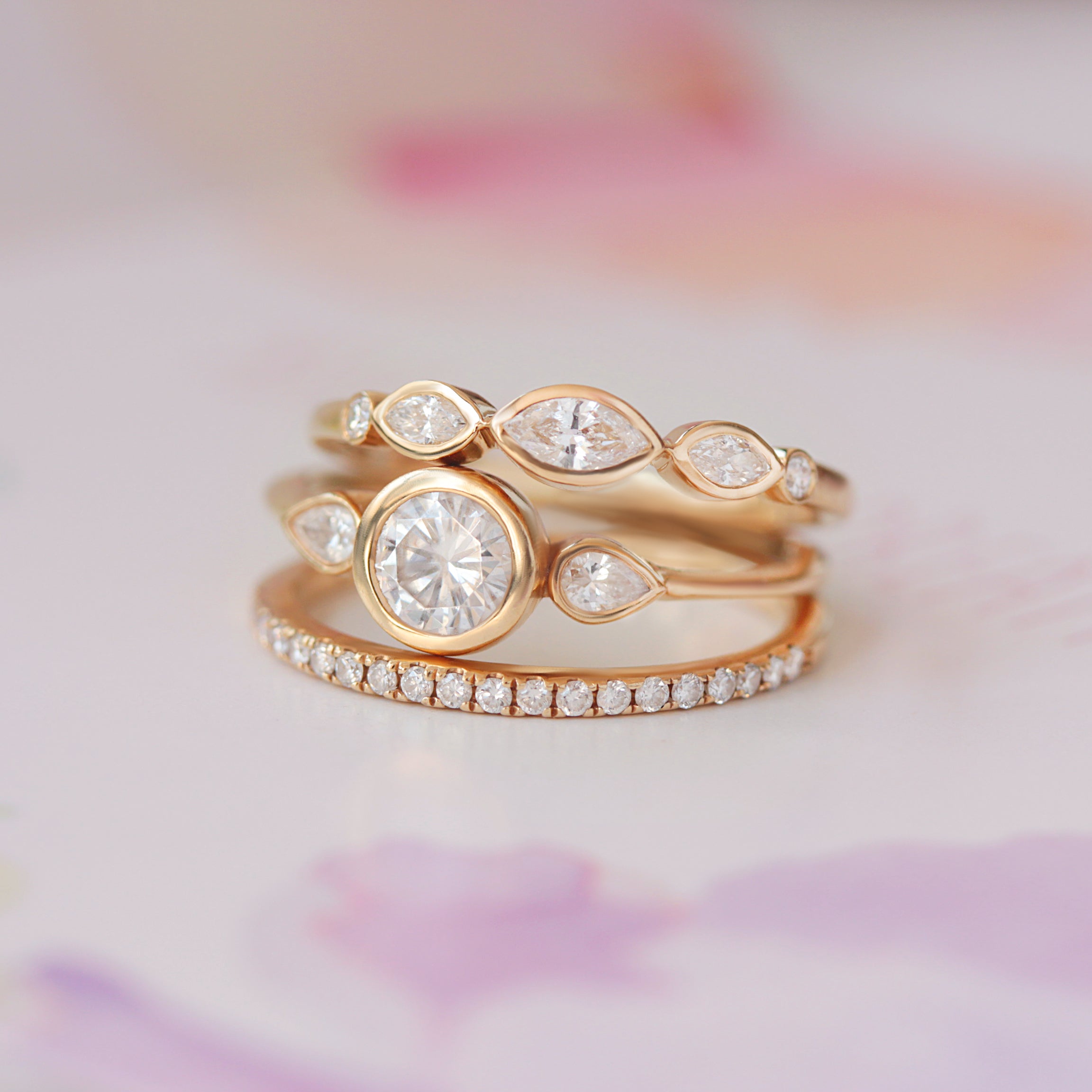 marquise diamond bezel setting anniversary ring