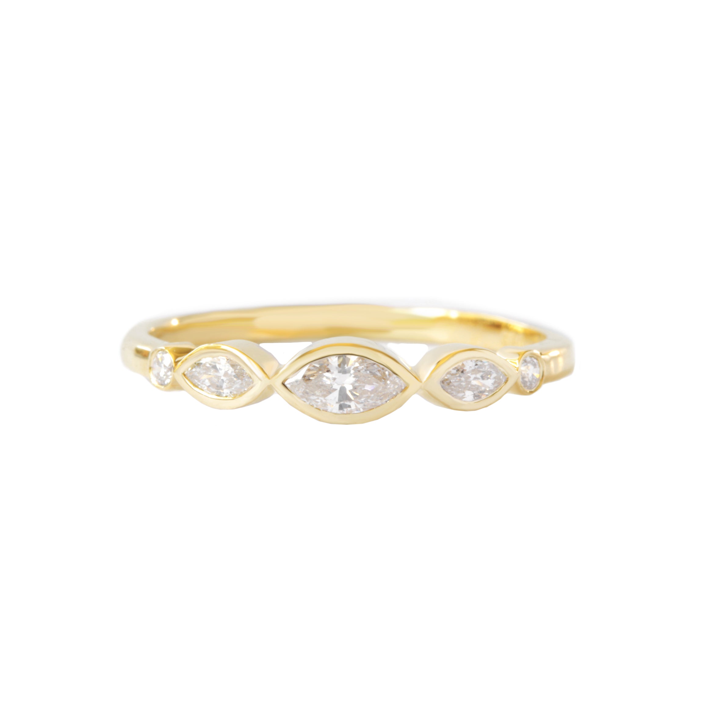 east west marquise diamond wedding band, 14K yellow gold