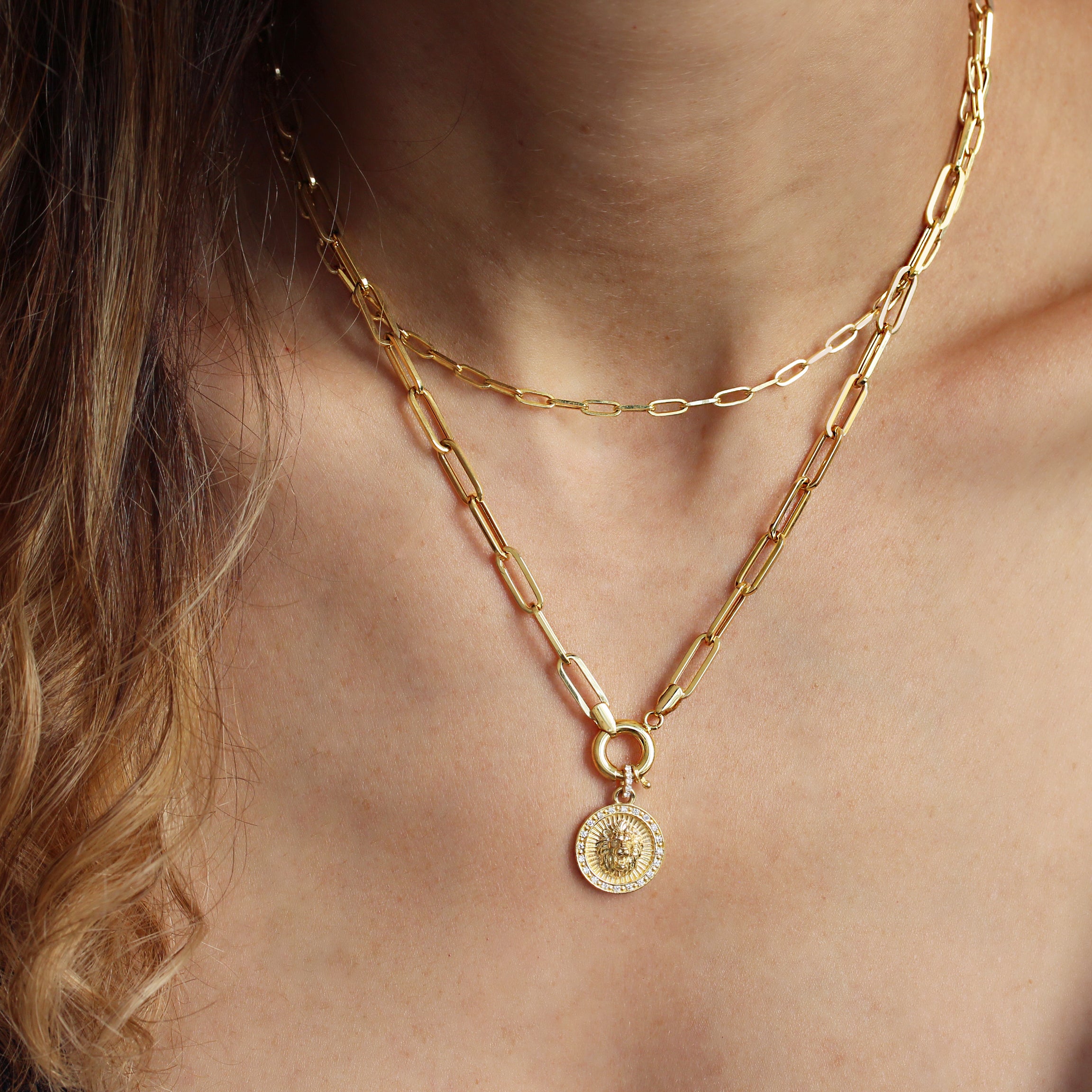 14K Gold Hollow Large Paperclip Necklace