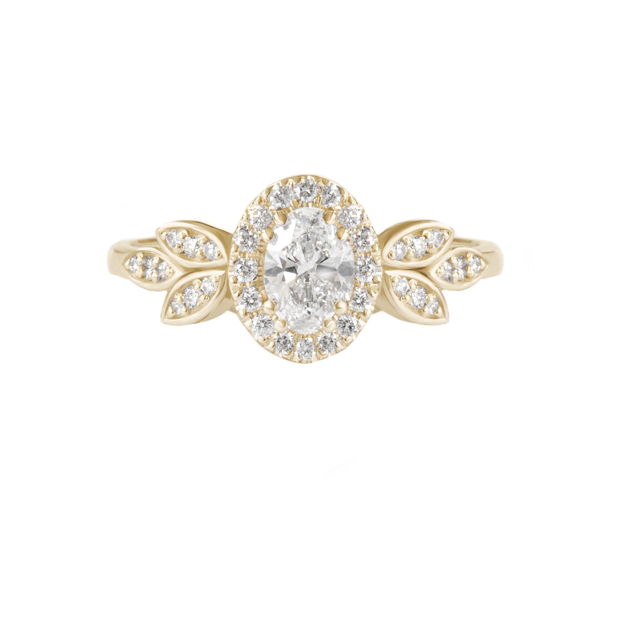 Oval diamond halo nature inspired engagement ring set - Minimal Lily Paired with Ariana Ring Set - sillyshinydiamonds