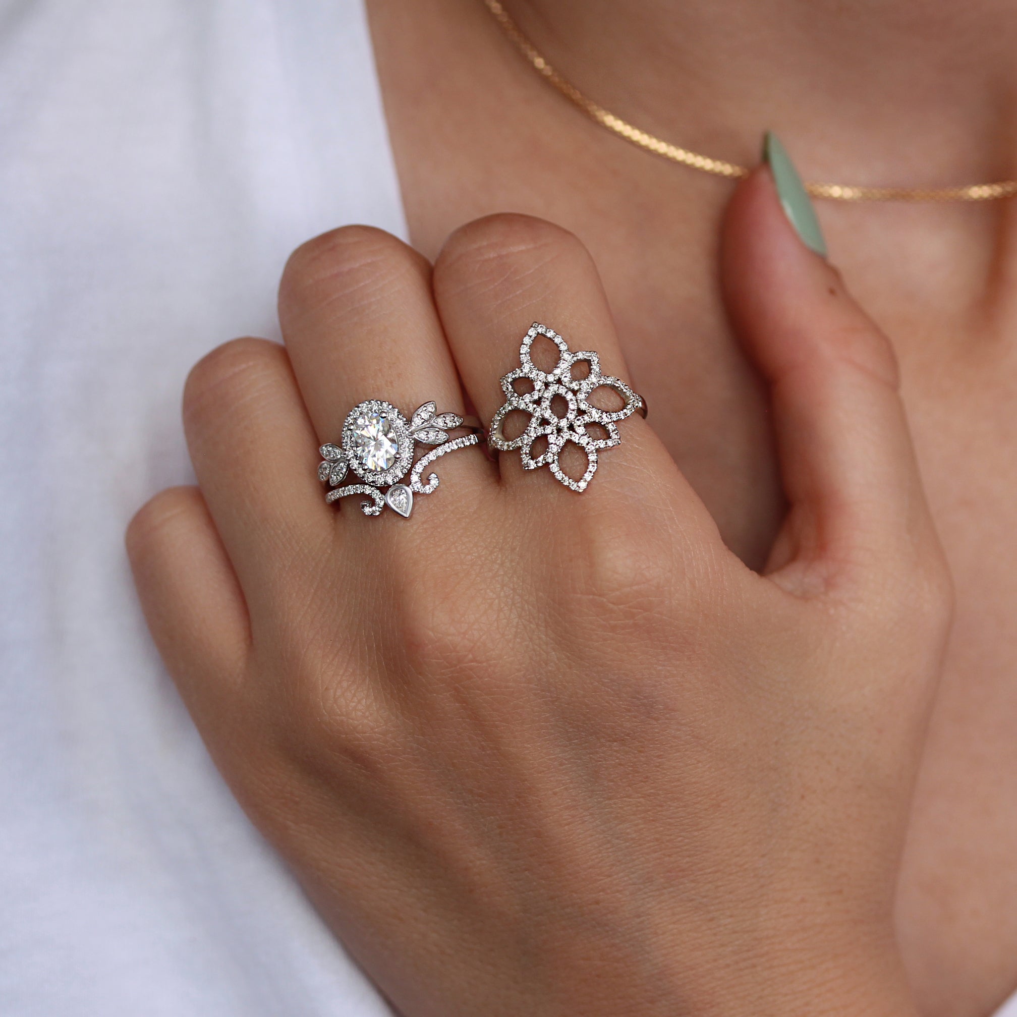 Statement Lace Diamond Ring - Lotus