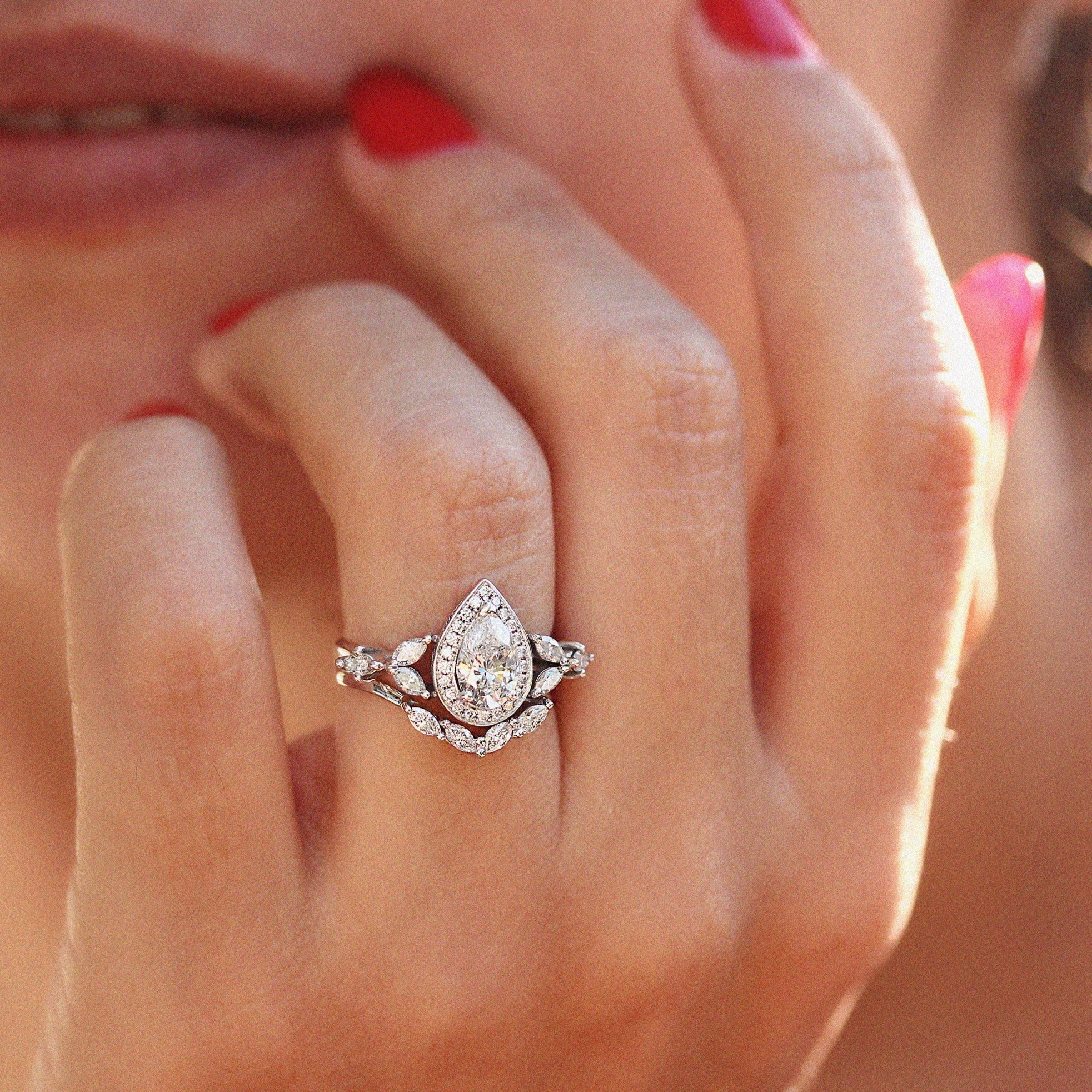 Diamond Chevron V Wedding Ring - Muse Nesting Ring - sillyshinydiamonds