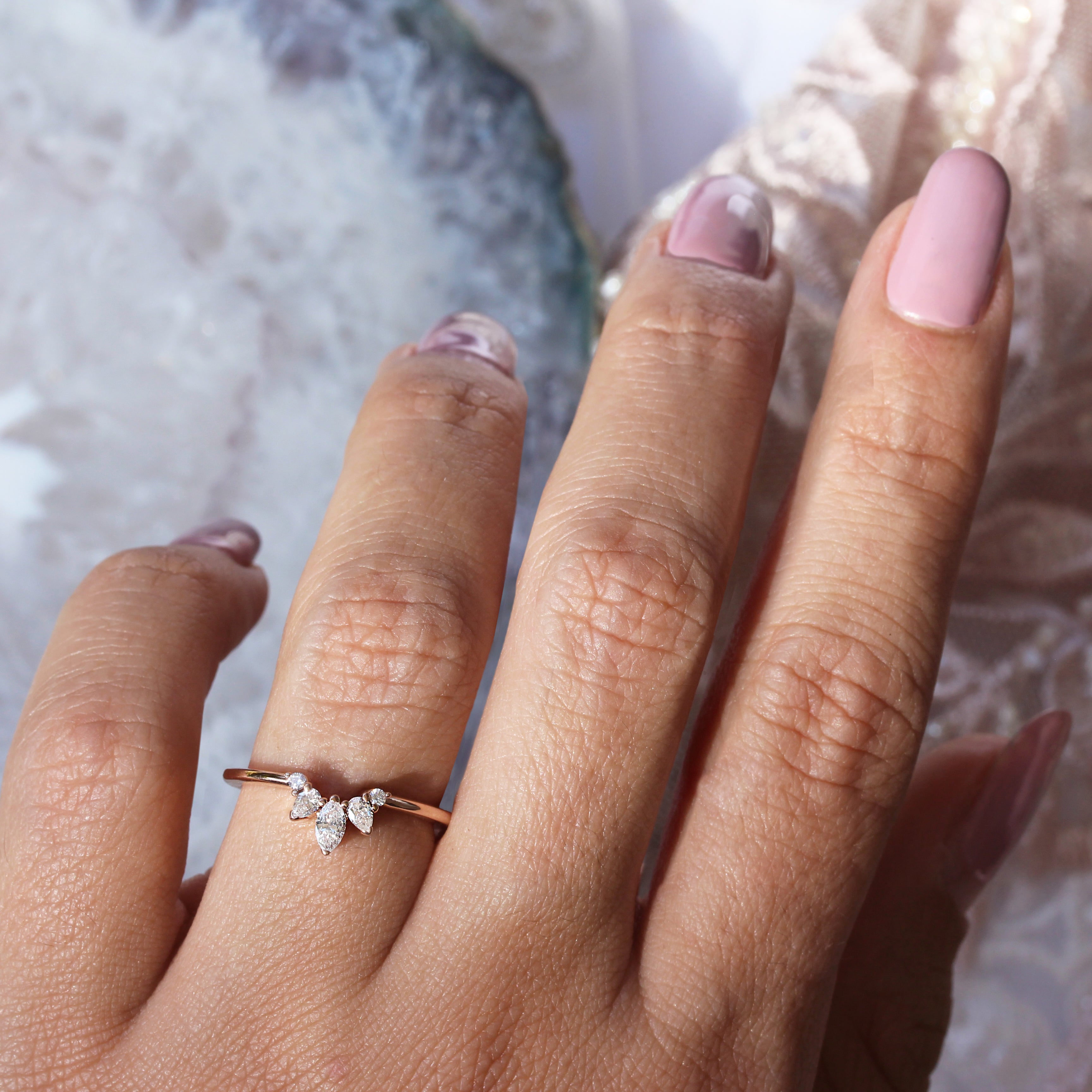 טבעת קינון יהלום ייחודית שברון - לין ♥