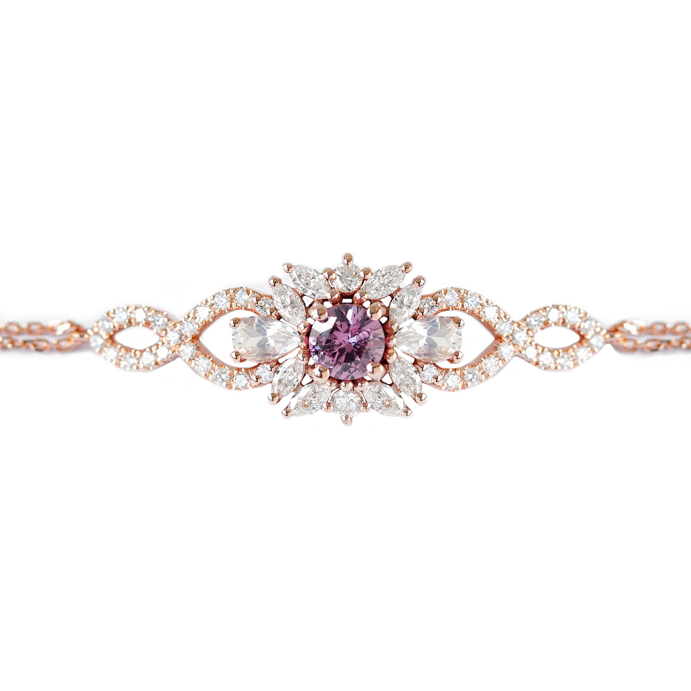 Lavender Sapphire & Moonstones Floral Diamond Bracelet - "Odisea"