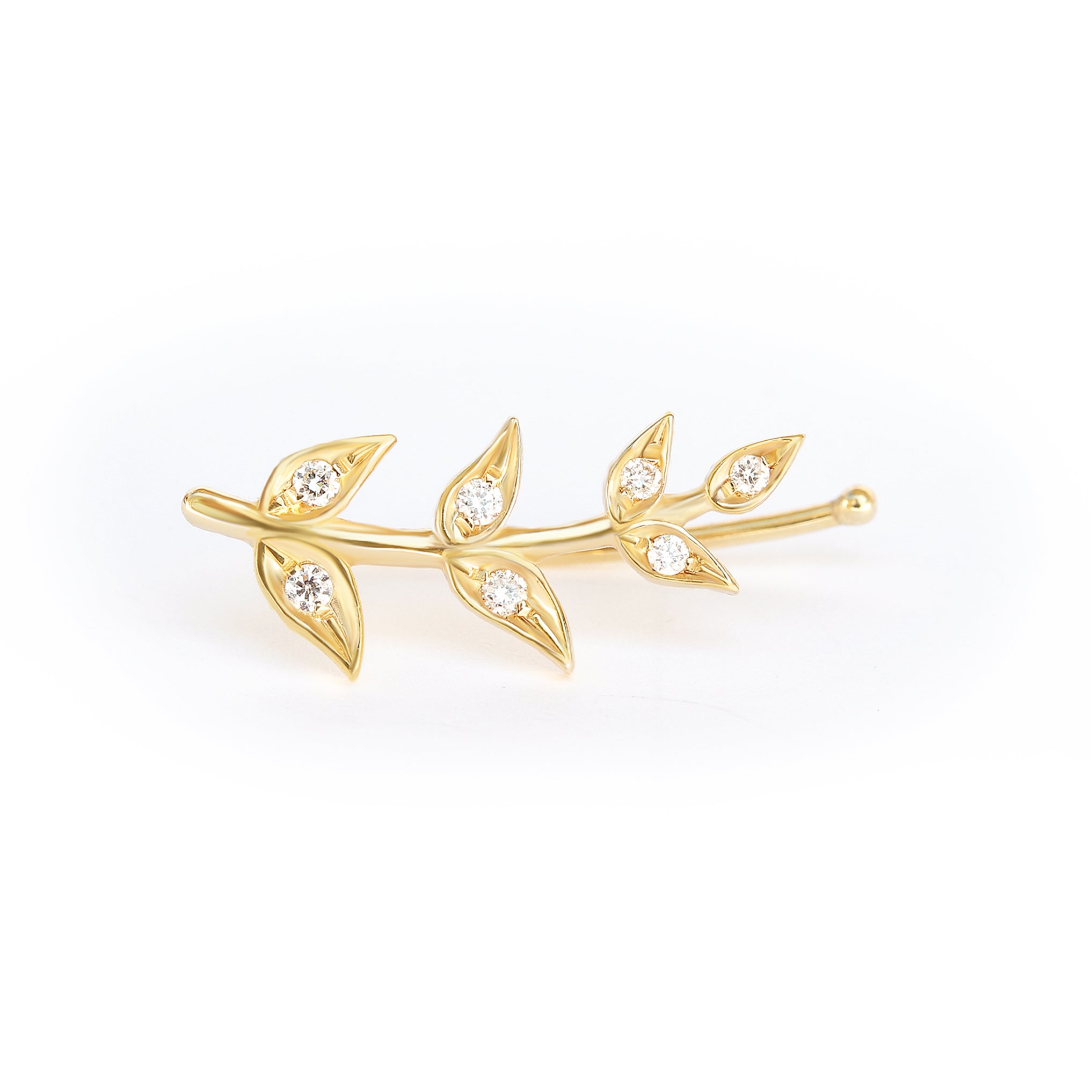 Olive Branch Leaves gold & Diamonds wedding earrings , greek Earrings - sillyshinydiamonds