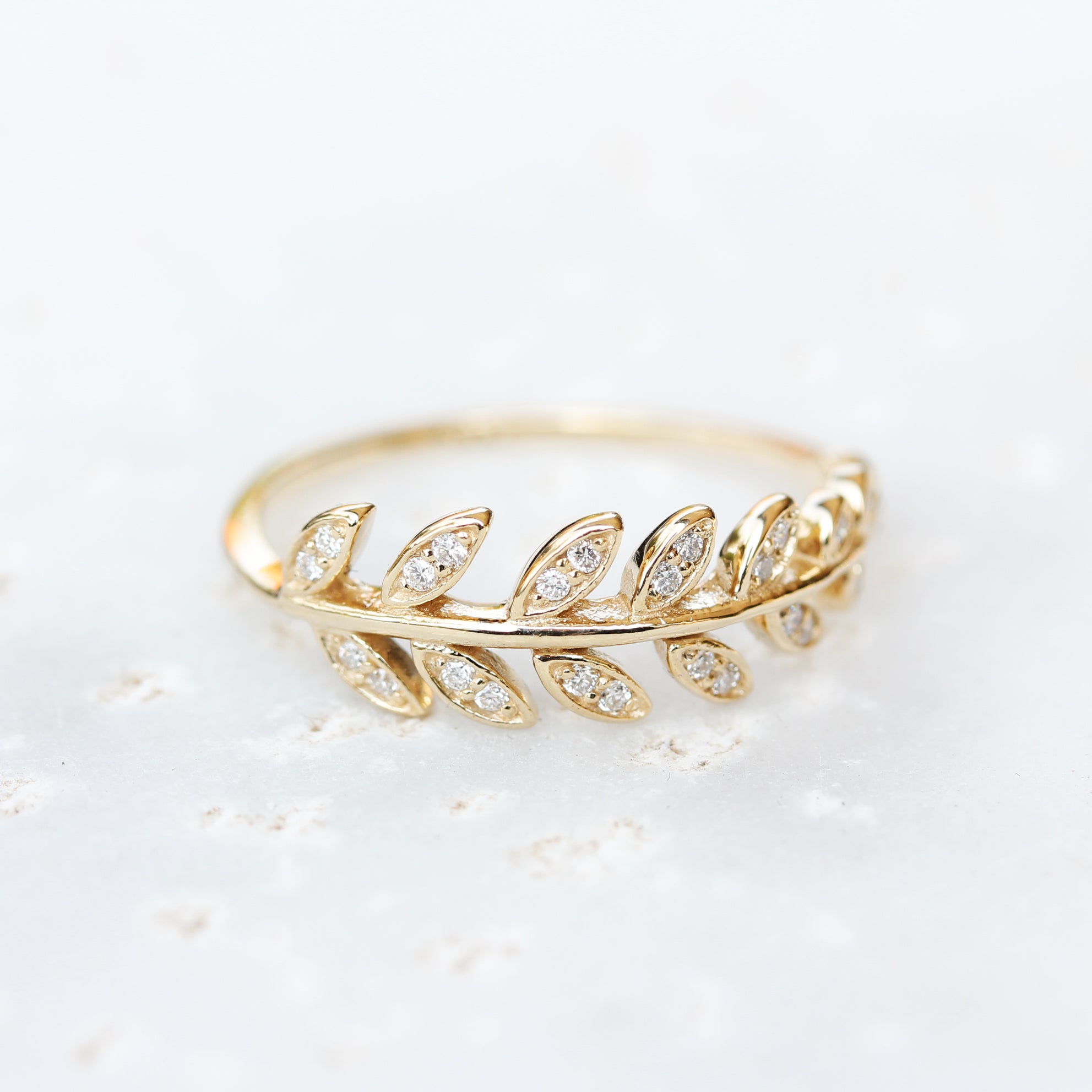 Olive Branch Diamond Leaves Cuff Ring - sillyshinydiamonds