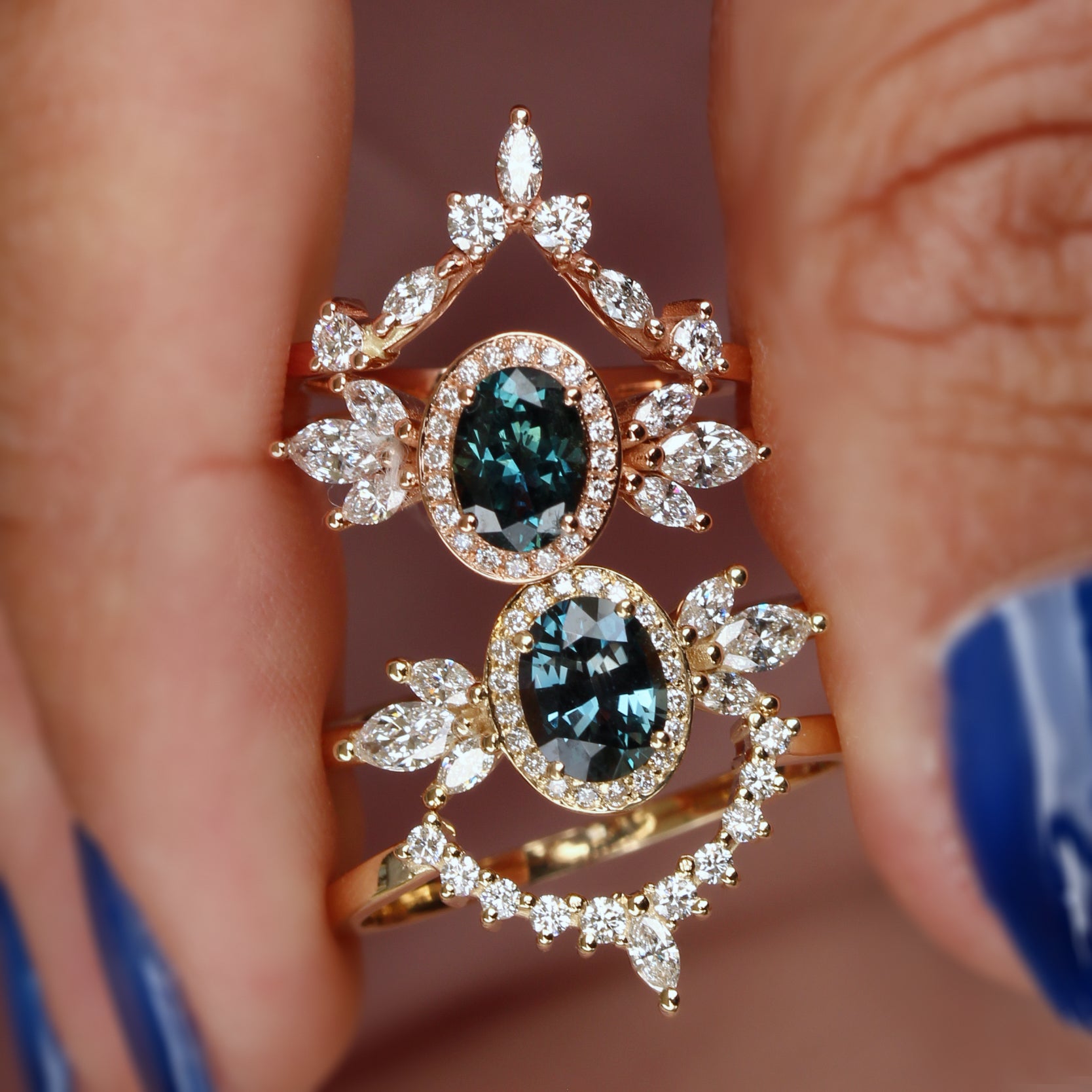 טבעת אירוסין בסגנון ספיר צהבהב אובלית - אתנה