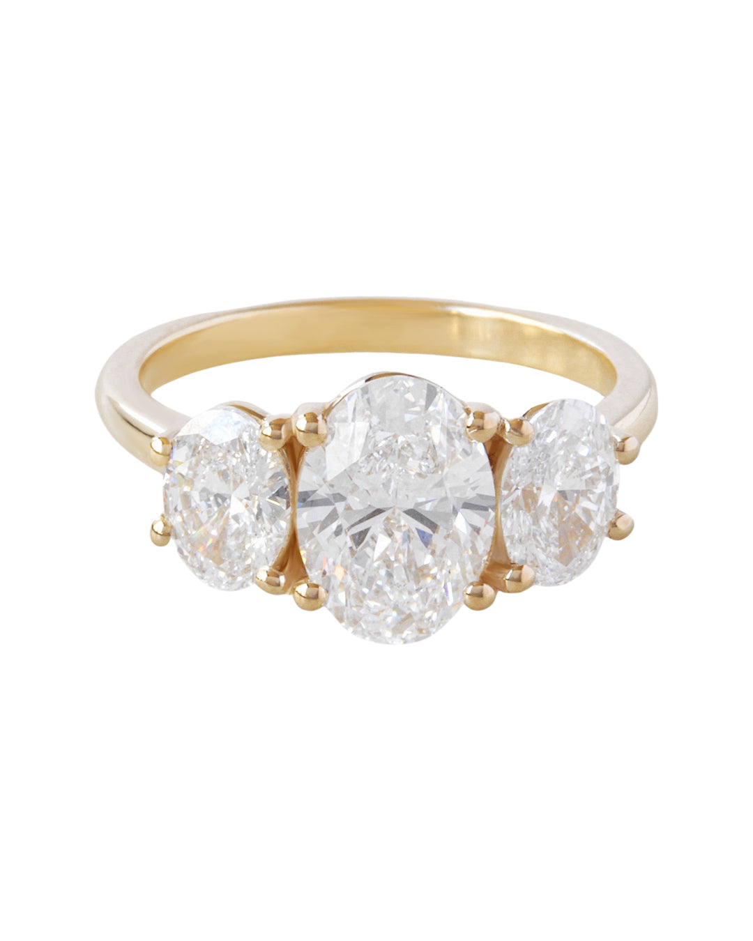 Three Stone Oval Lab Grown Diamonds Engagement Ring