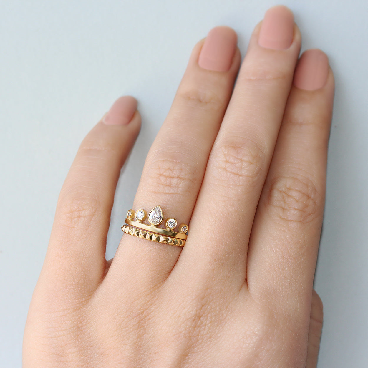 Pear Diamond Tiara Unique Crown Ring