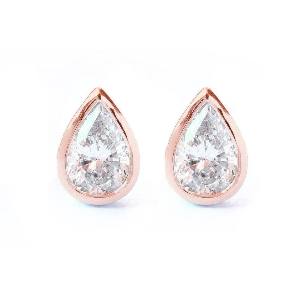 Pear diamond dainty stud earrings