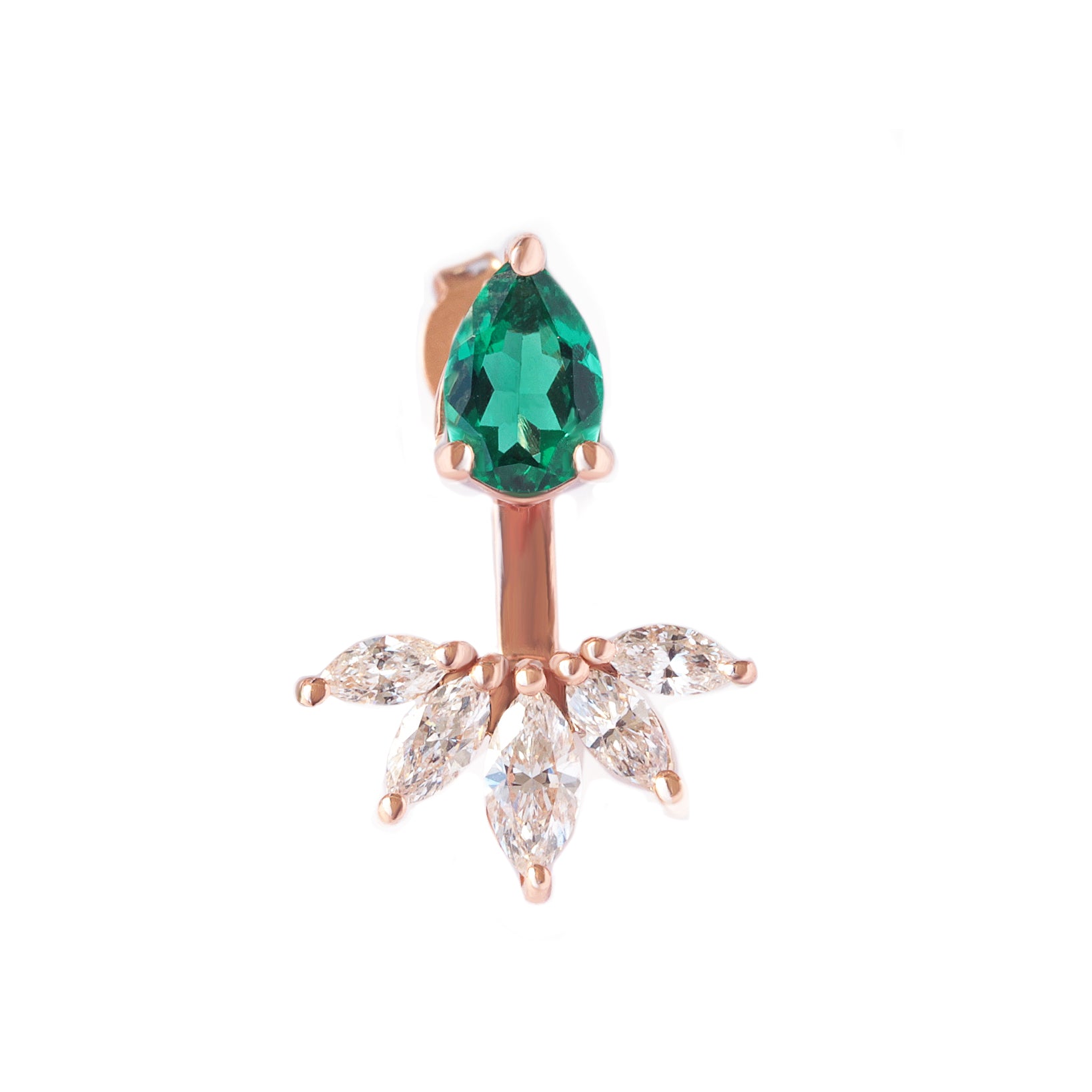 Pear Shape Stud Earring with Marquise Diamond Ear Jacket