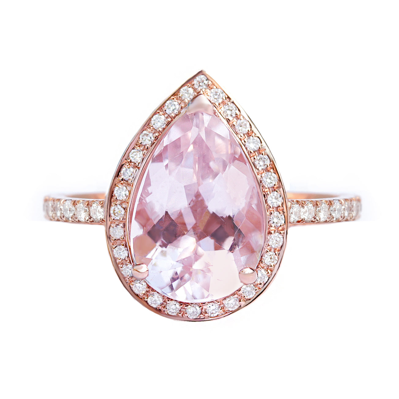 3 carat Pink Pear Morganite & Diamond Engagement Ring Noa