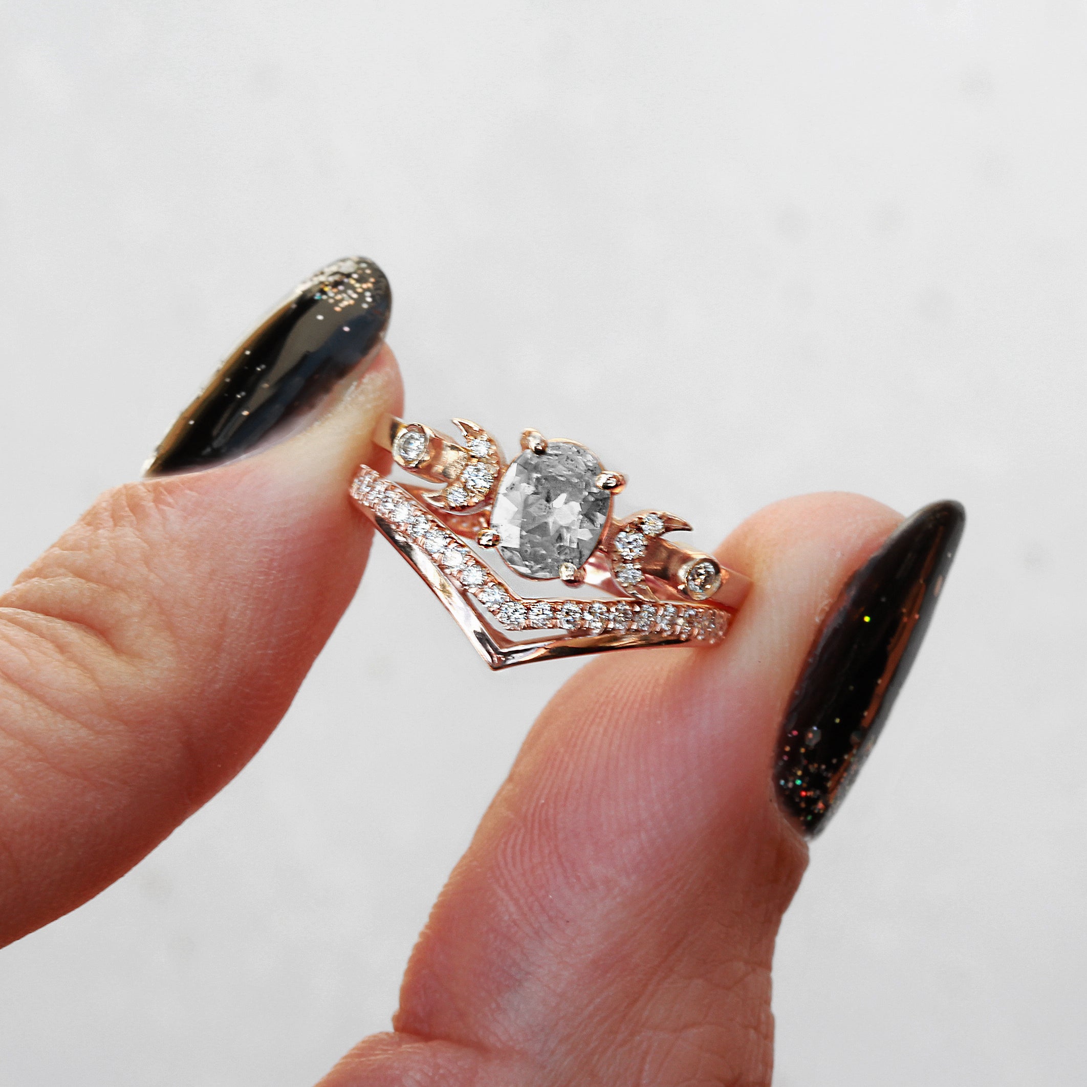 Double Chevron Diamond V Ring - sillyshinydiamonds