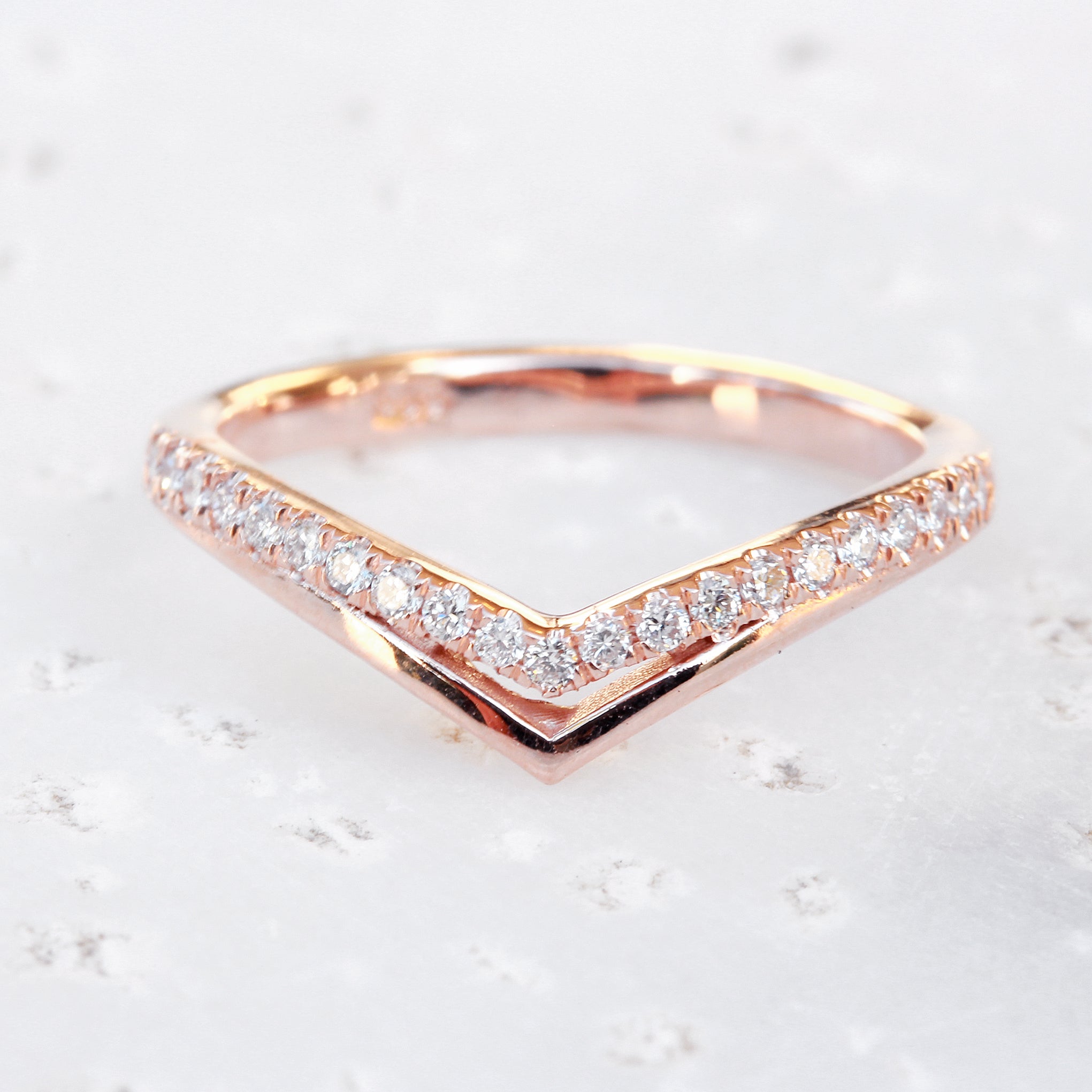 Double Chevron Diamond V Ring - sillyshinydiamonds