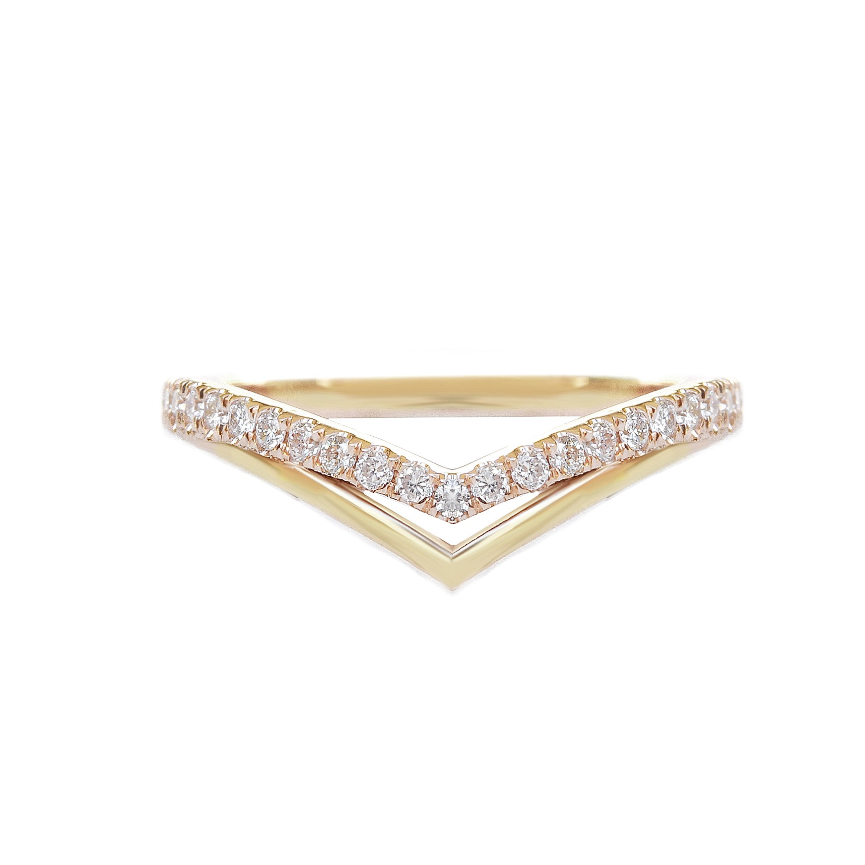 Double Chevron Diamond V Ring