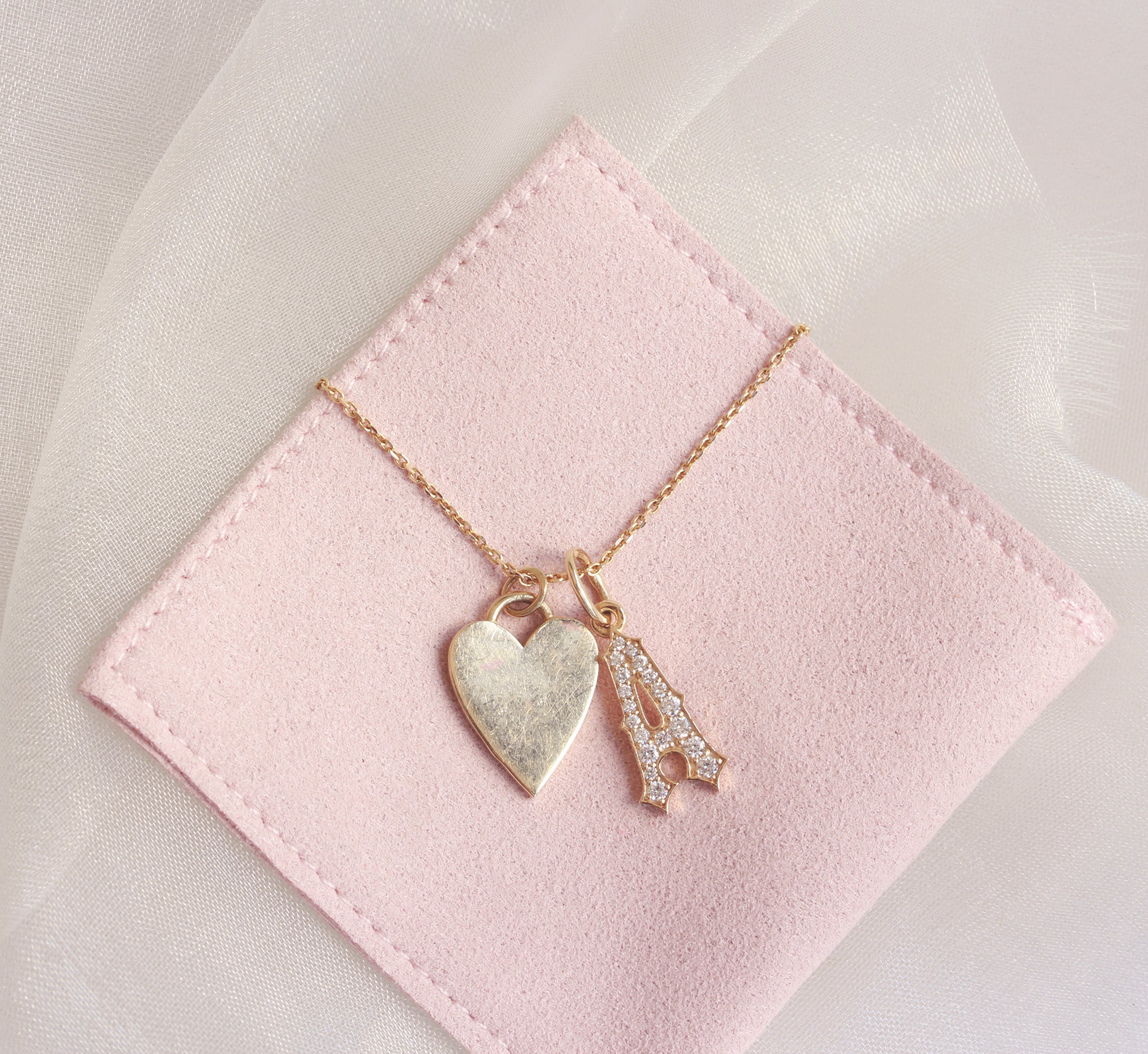 14K Solid Gold Heart Charm Pendant