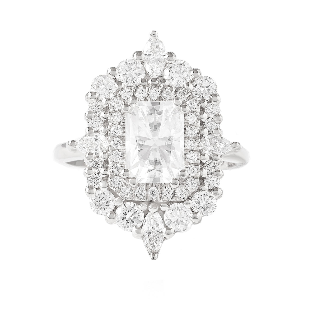 Radiant Cut Double Halo Diamond Engagement Ring "Andy” white gold