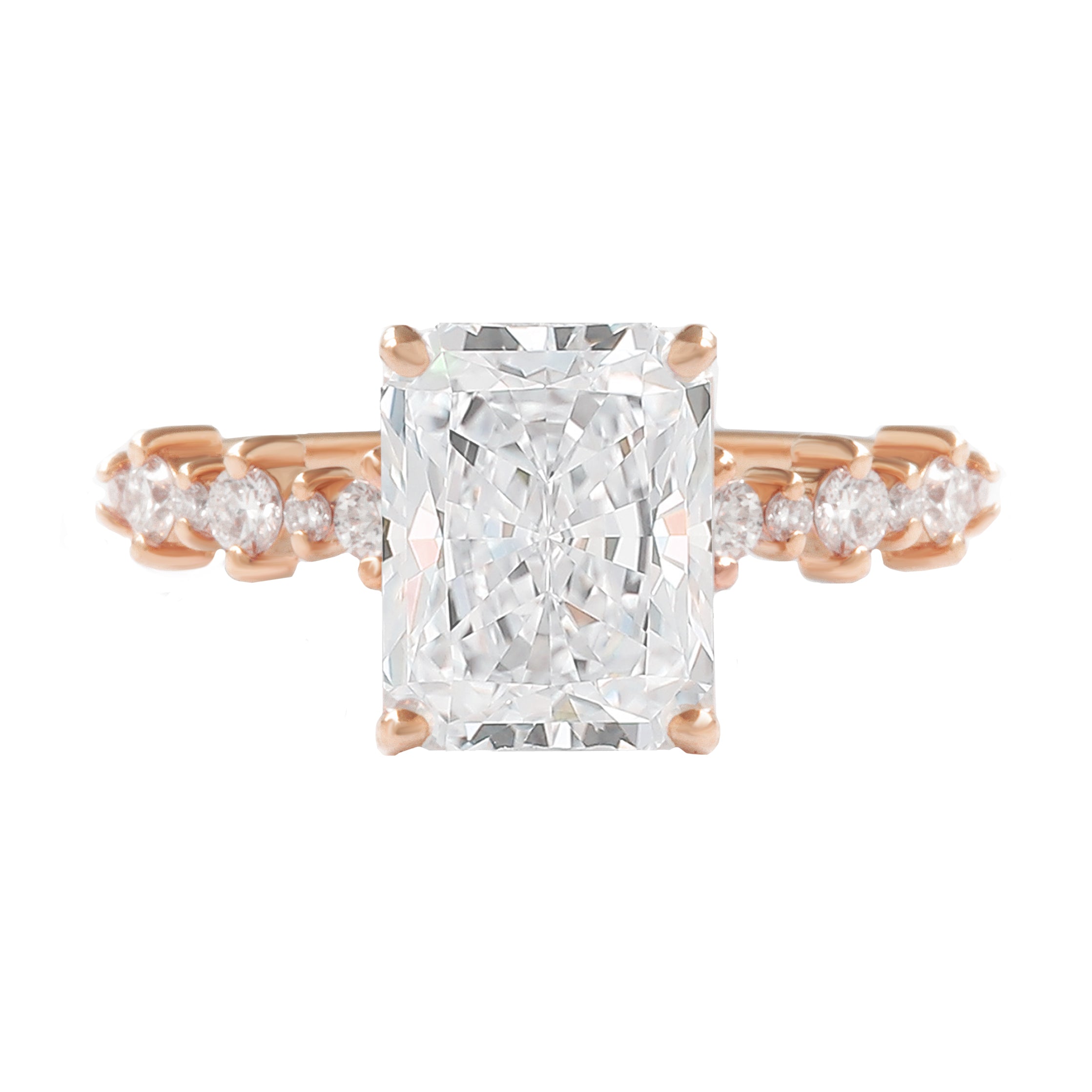 Emerald Cut / Radiant Cut Diamond Dots Band Classic Engagement Ring - Margo ♥