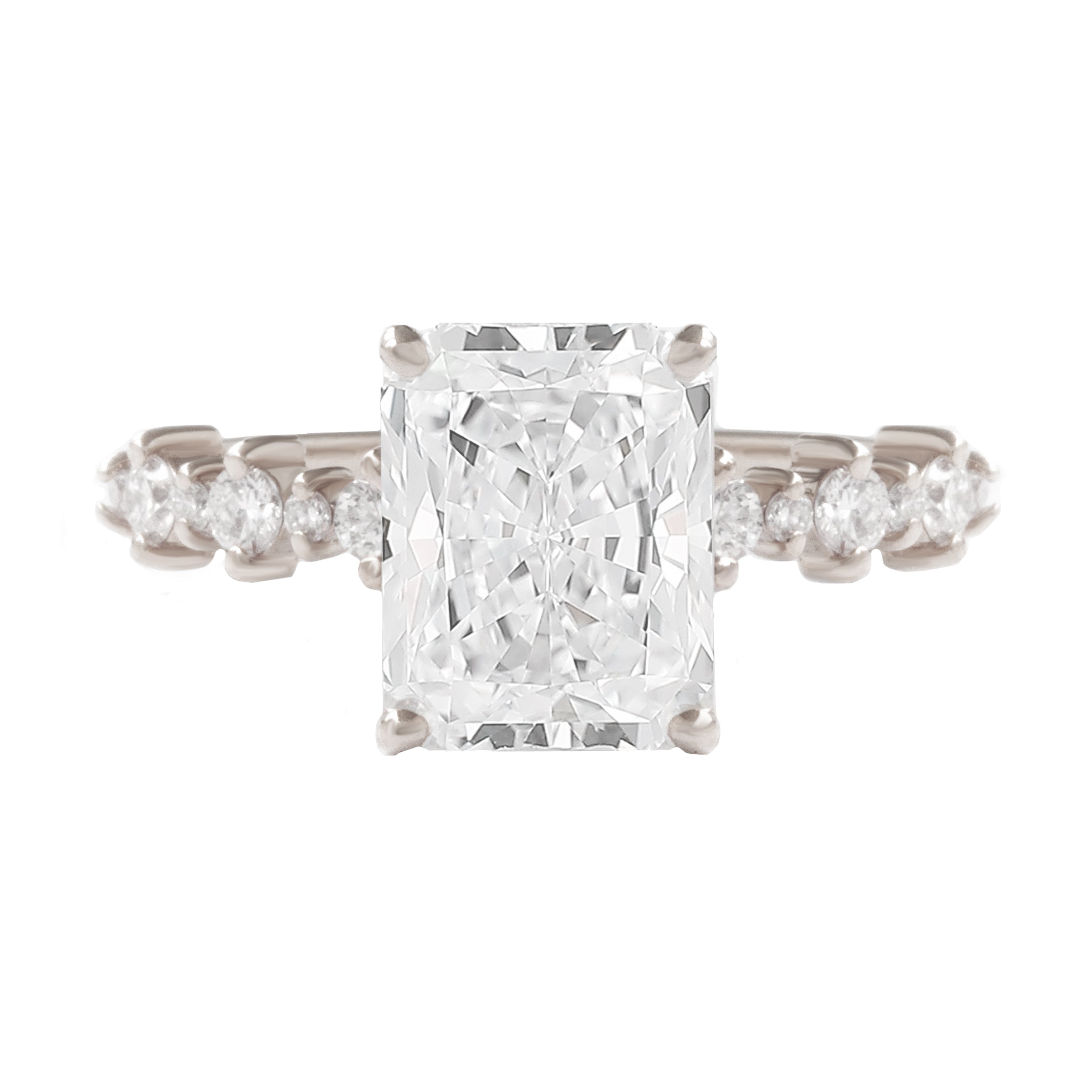Emerald Cut / Radiant Cut Diamond Dots Band Classic Engagement Ring - Margo ♥