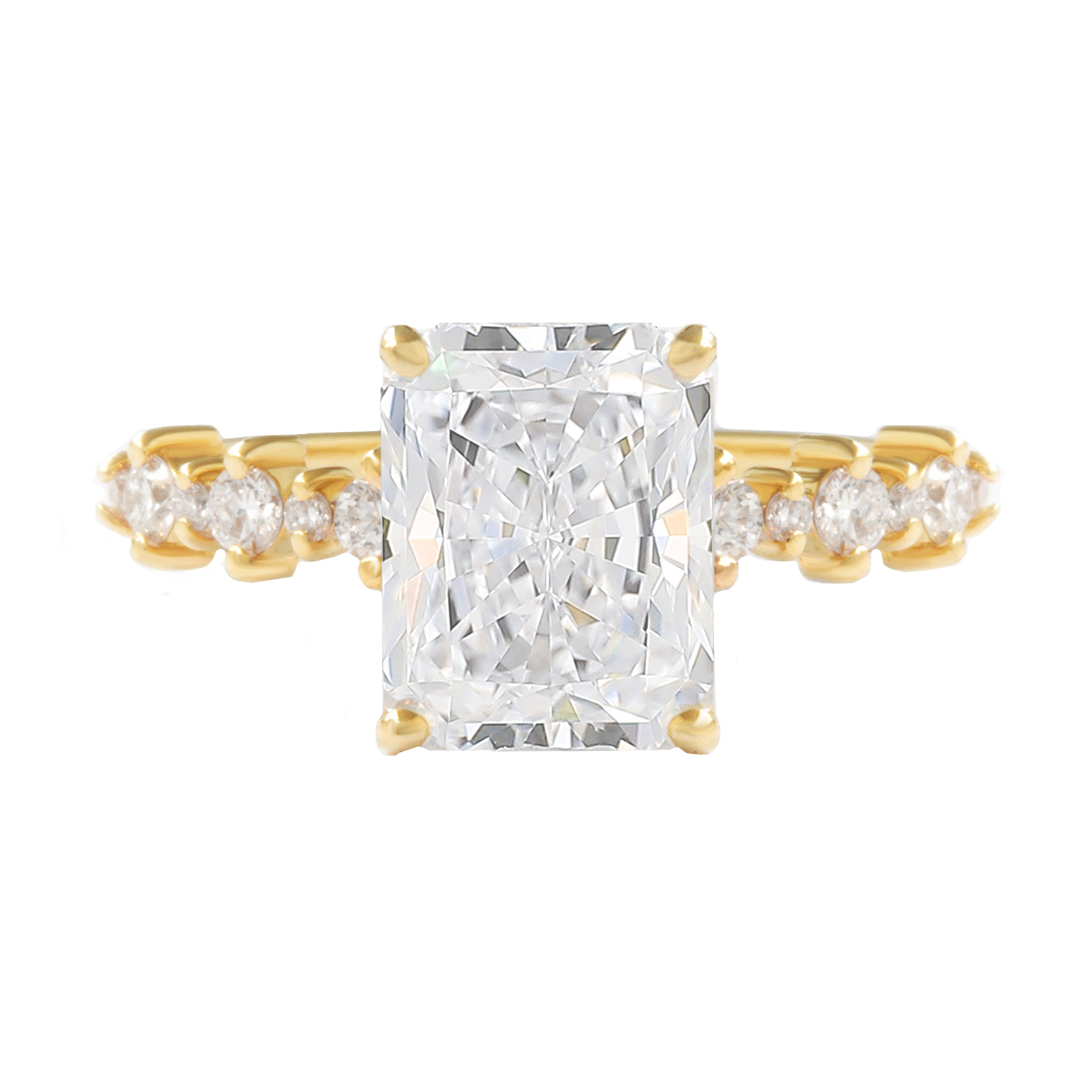 Emerald Cut / Radiant Cut Diamond Dots Band Classic Engagement Ring - Margo ♥