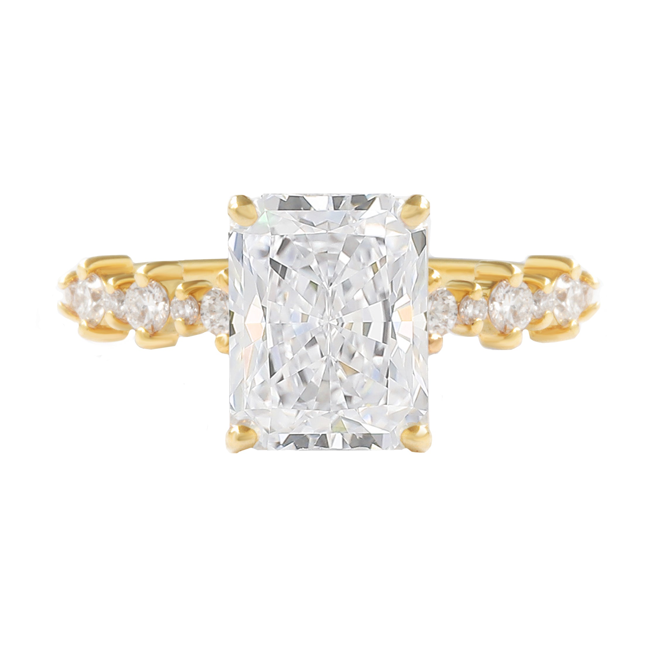 Emerald Cut / Radiant Cut Diamond Dots Band Classic Engagement ring - Margo ♥