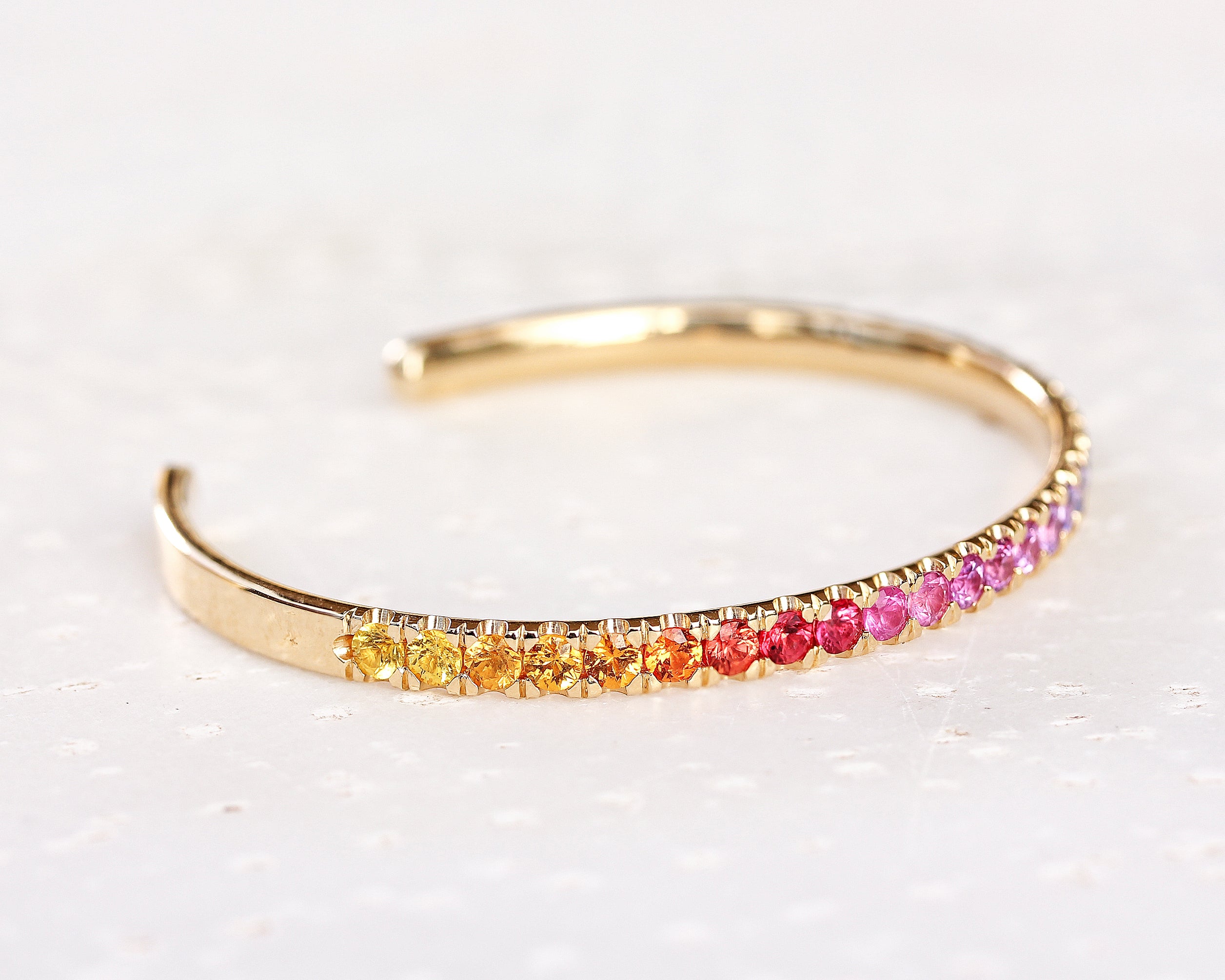 Rainbow cuff Bangle natural sapphire Bracelet - sillyshinydiamonds