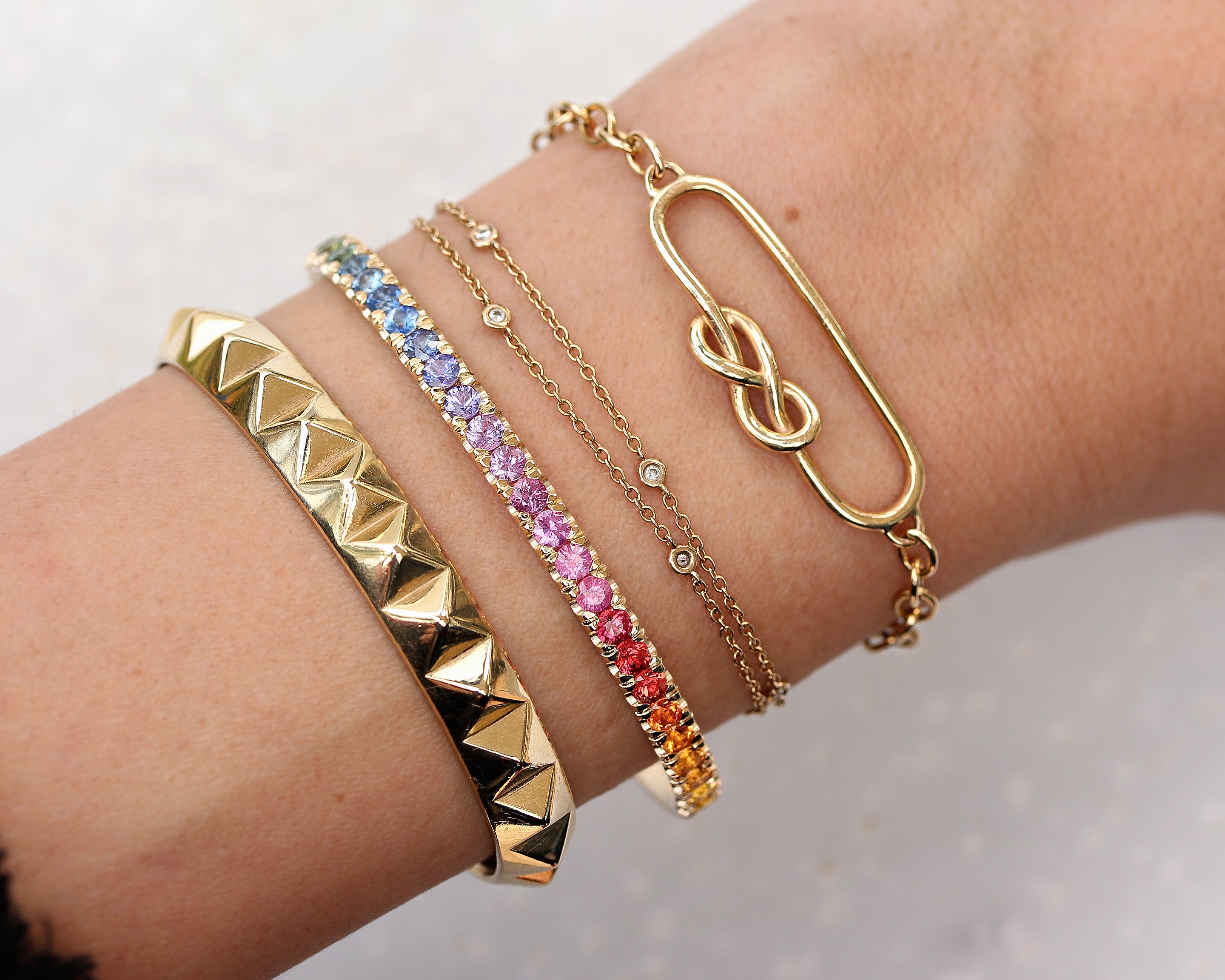 Pyramid Gold Cuff Bangle