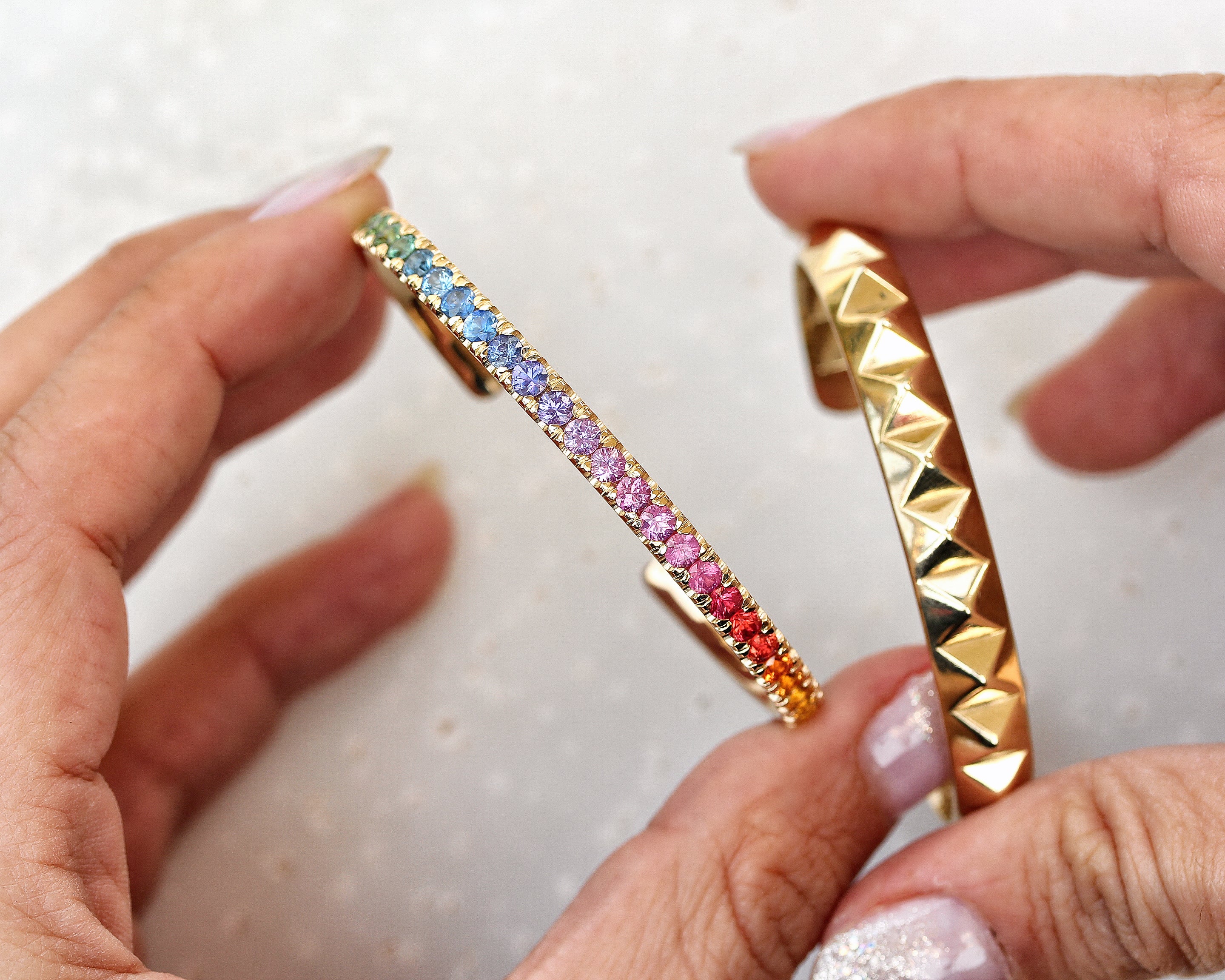 Pyramid Gold Cuff Bangle