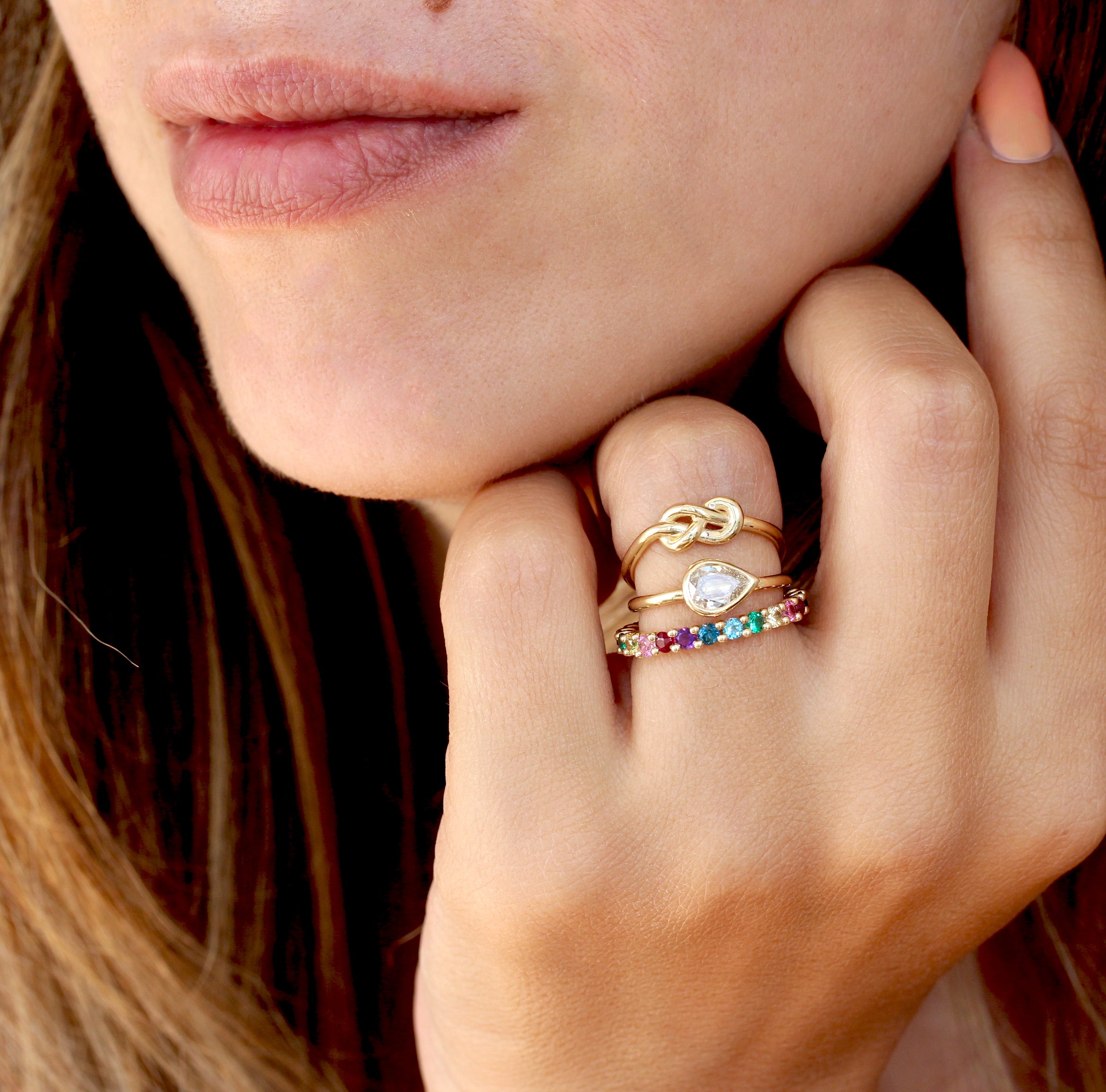 Multicolored Gemstone Unique Rainbow Ring