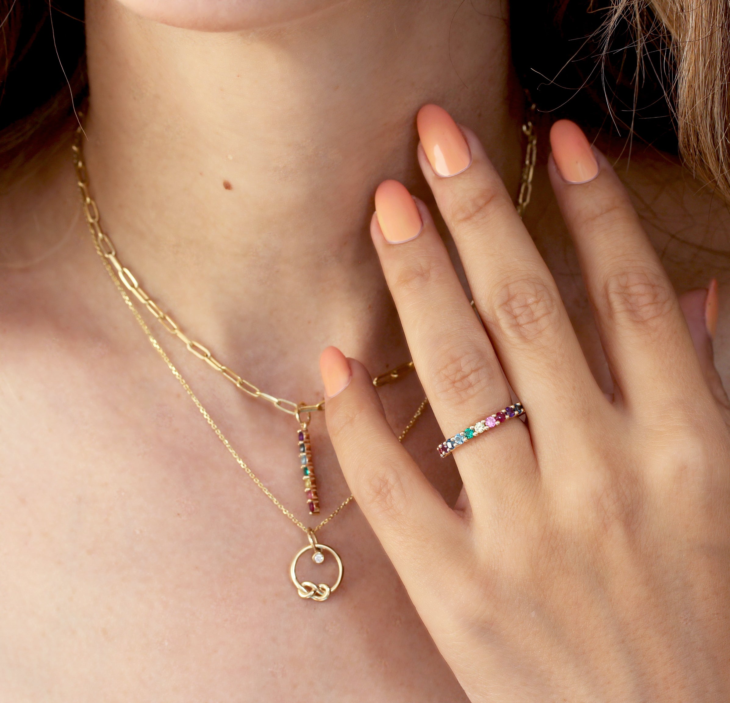 Multicolored Gemstone Unique Rainbow Ring