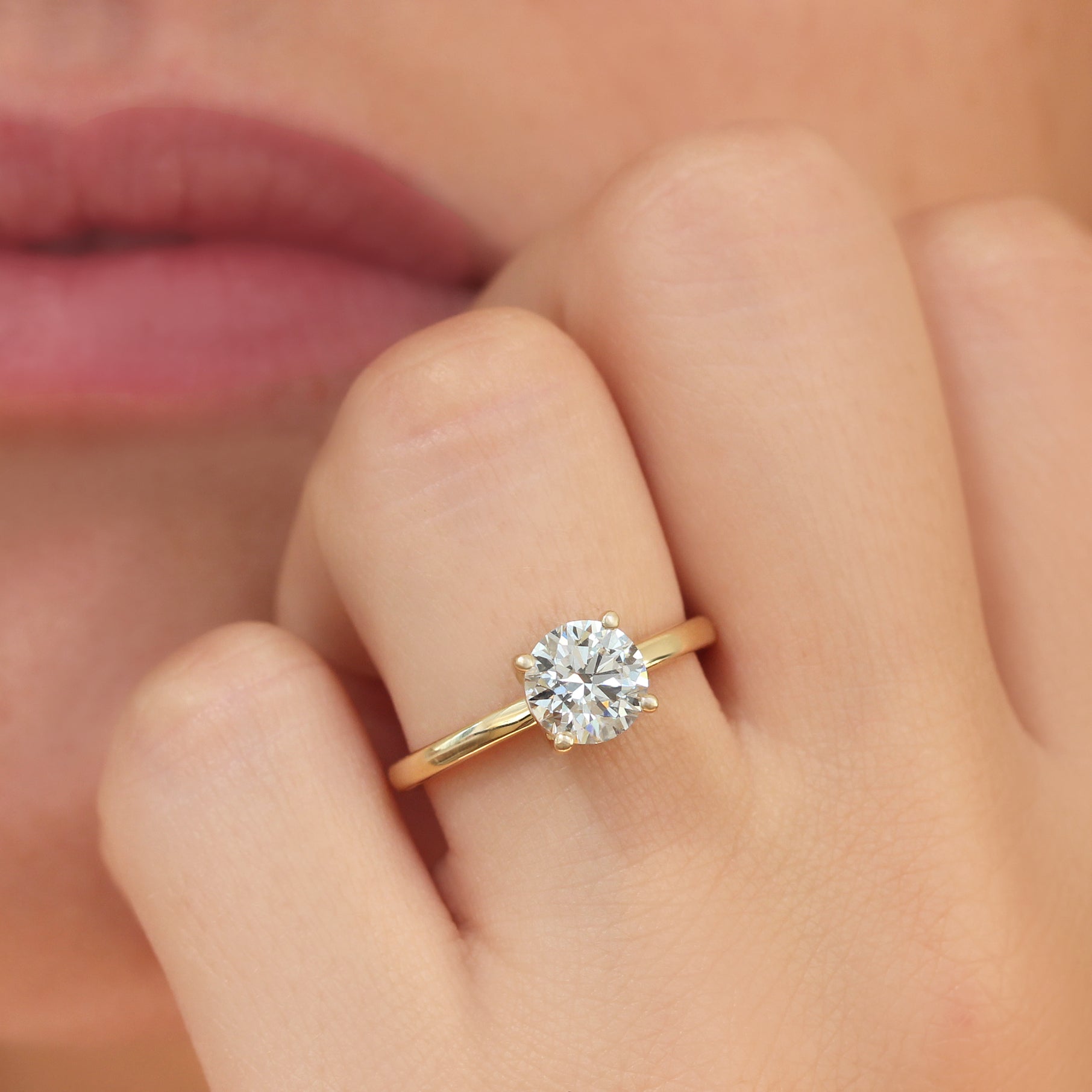 14K yellow gold man made diamond ring