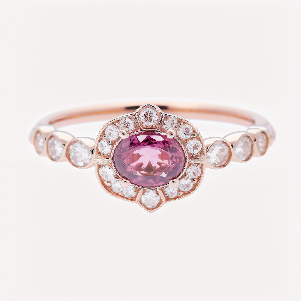Oval Garnet & Diamonds Birthstone Ring, Marigold ♥