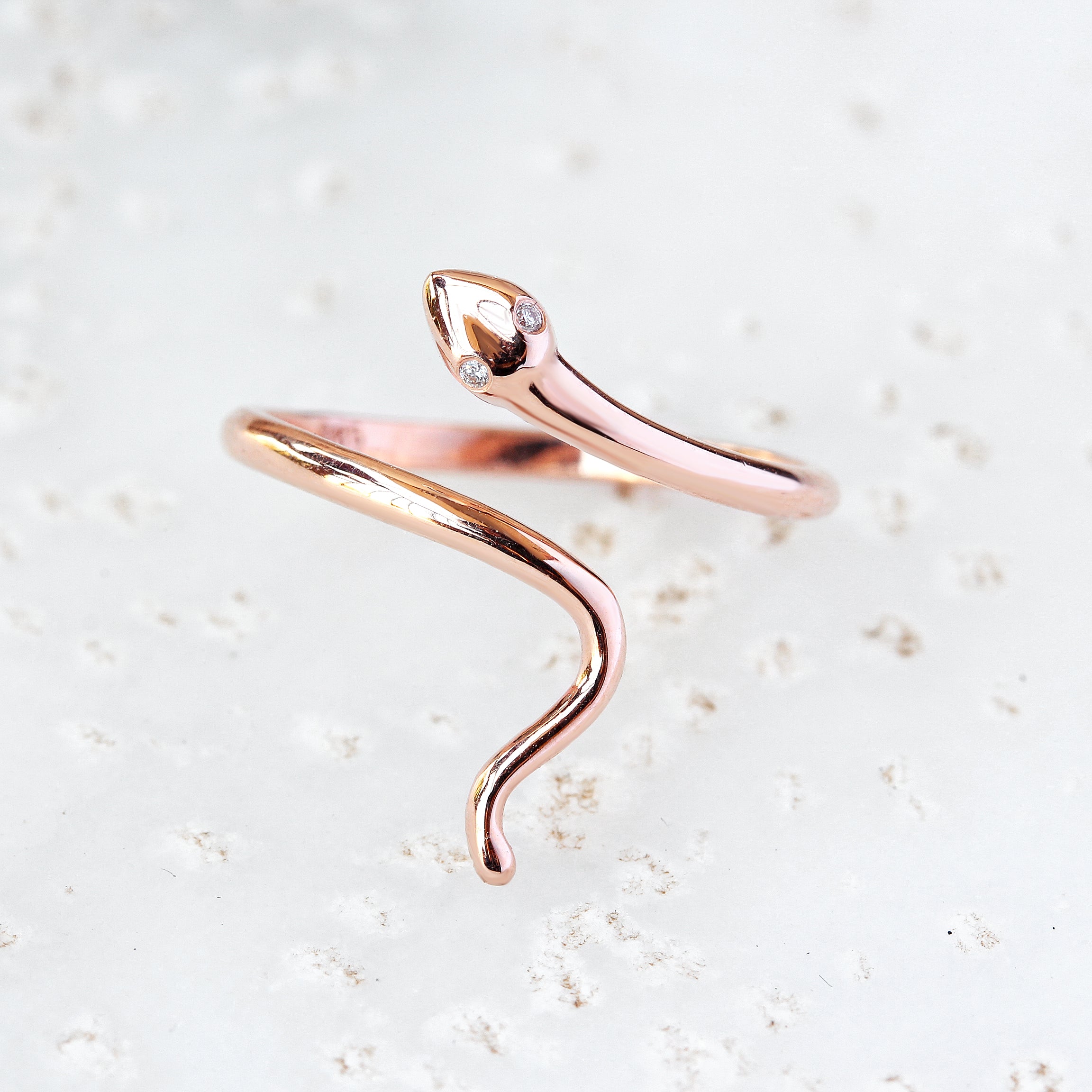 Unique Snake with diamond eyes ring - sillyshinydiamonds