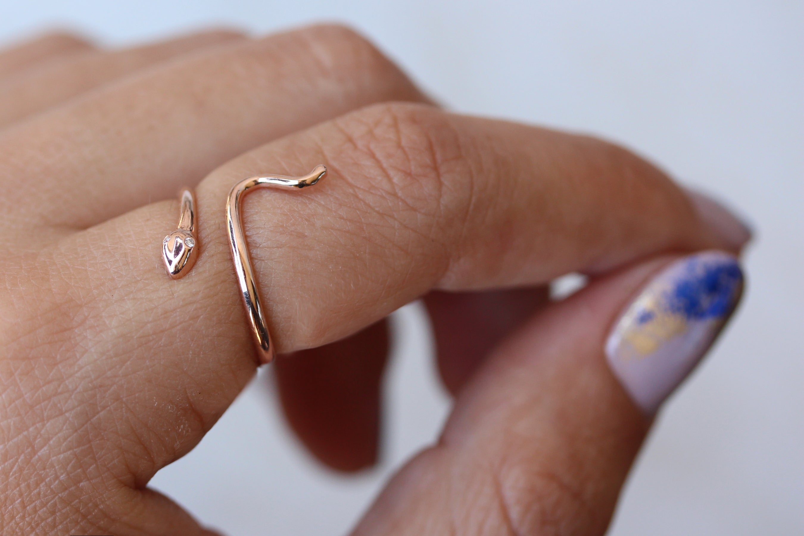 Unique Snake with diamond eyes ring - sillyshinydiamonds