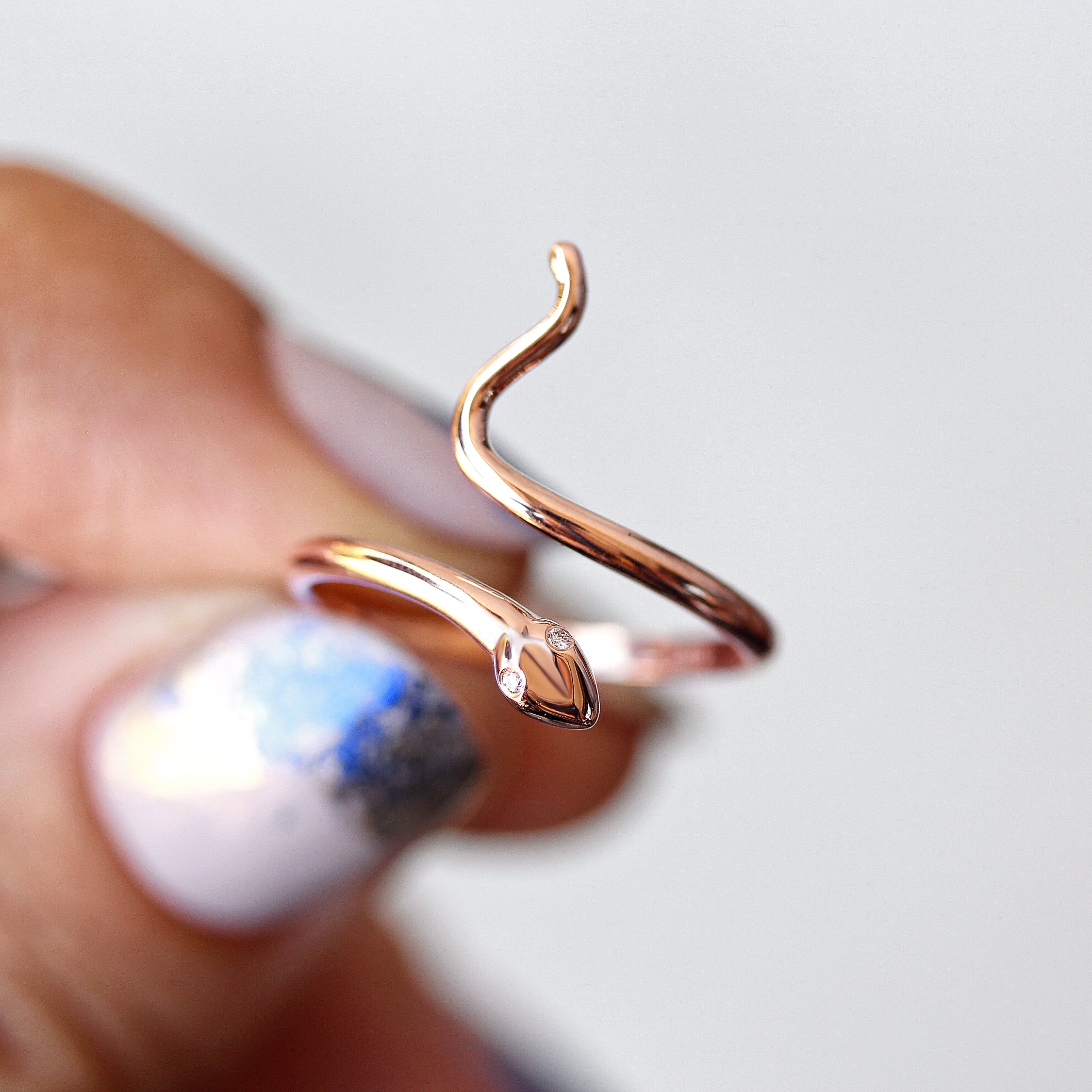 Unique Snake with diamond eyes ring - sillyshinydiamonds