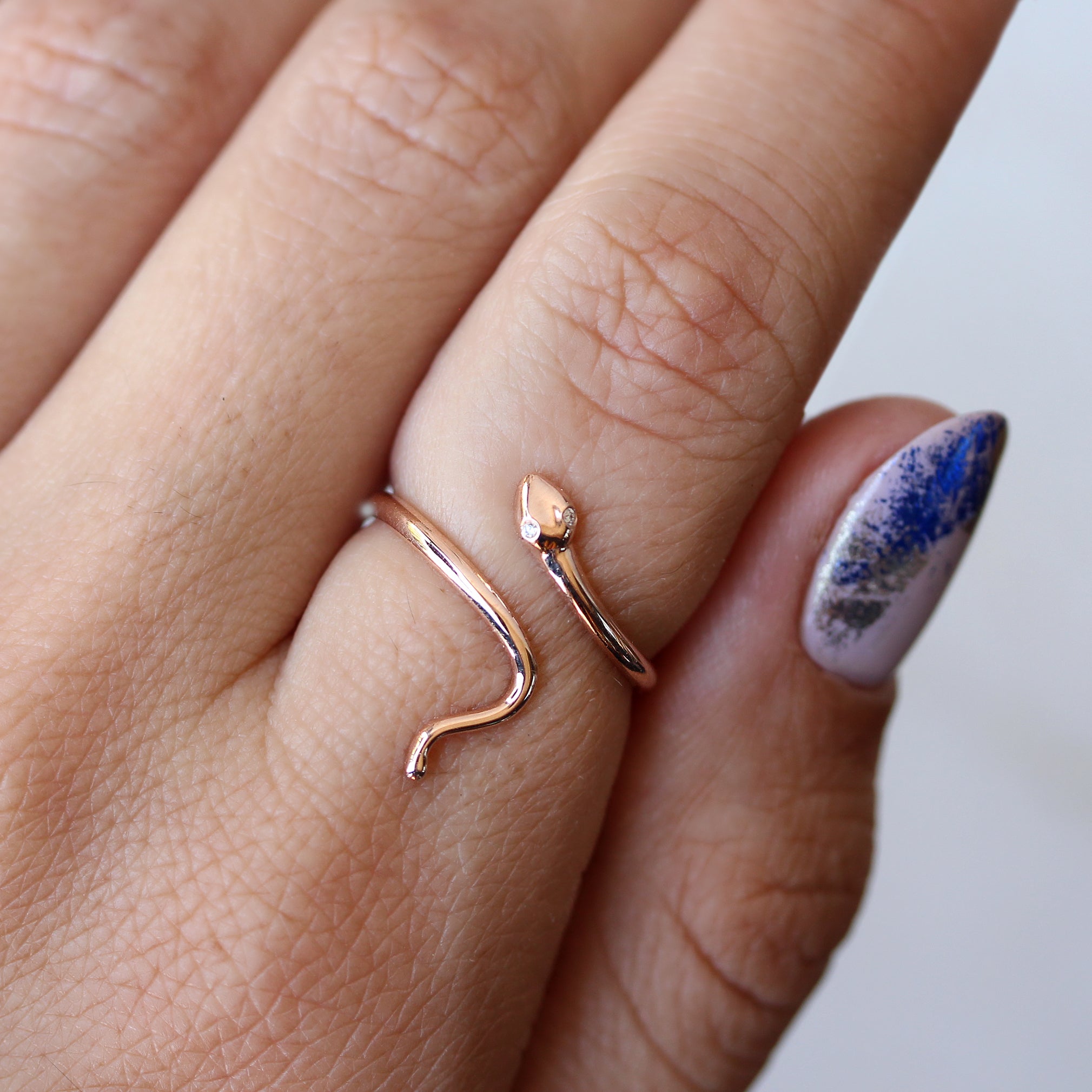 Unique Snake with diamond eyes ring - sillyshinydiamonds