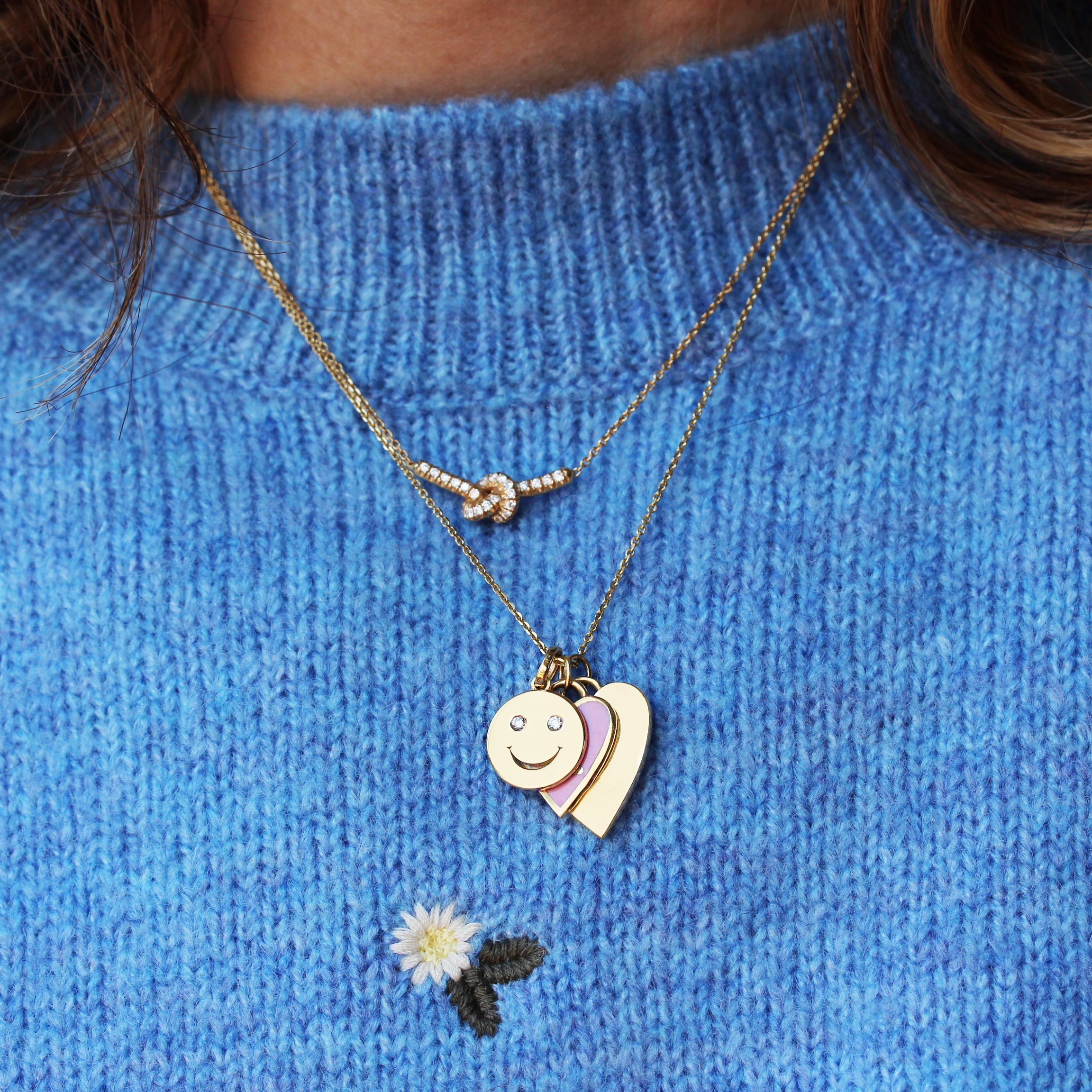 gold and diamond smile pendant yellow gold