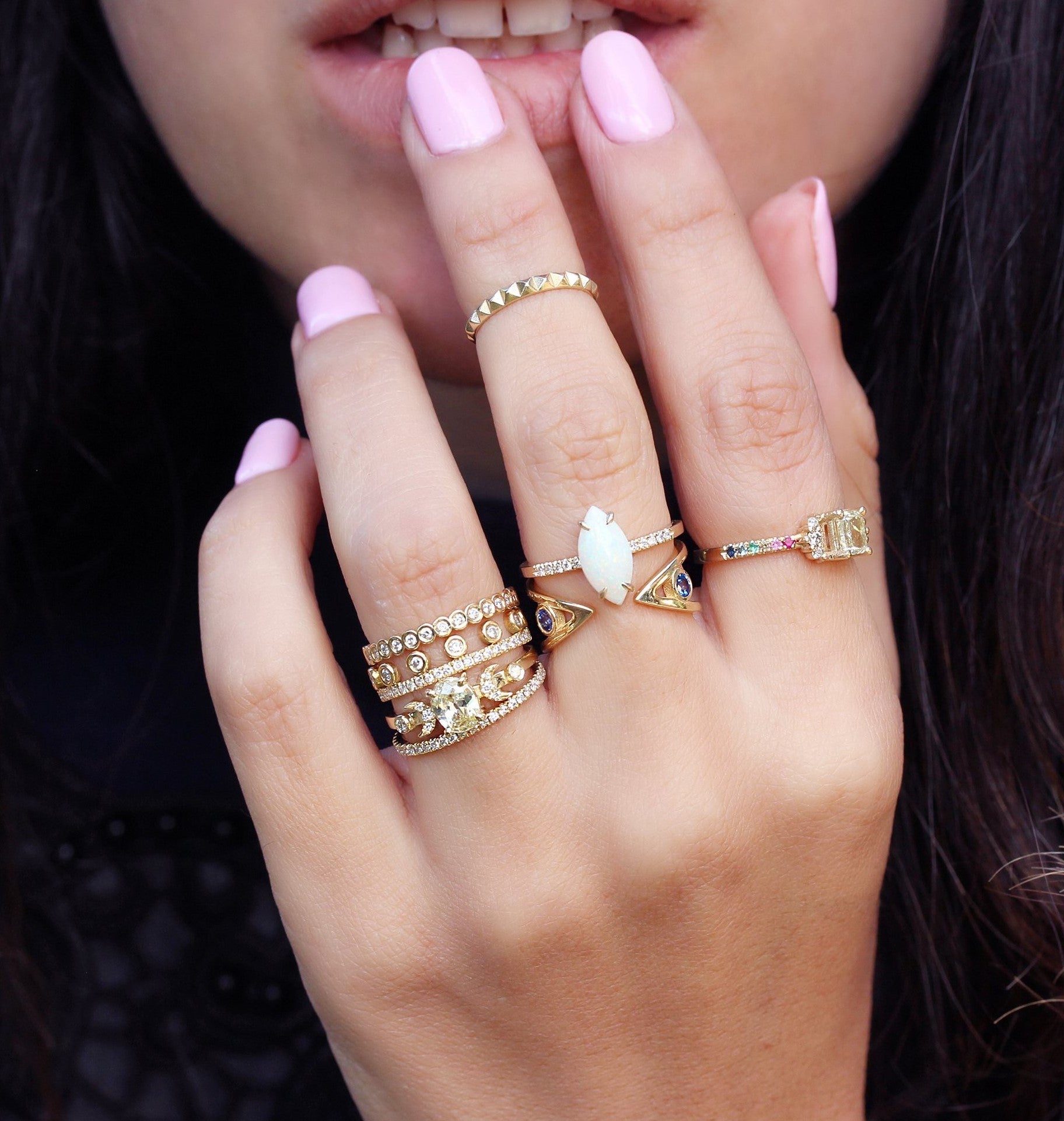 Birthstone Cuff Diamond Ring ♥