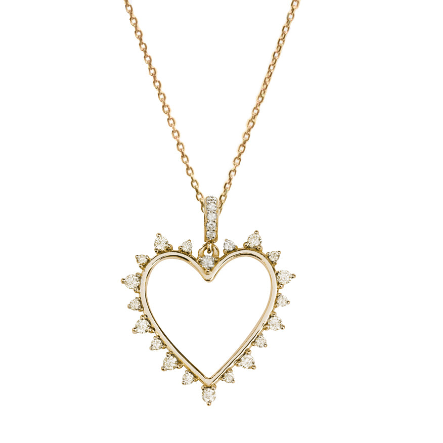 unique heart diamond necklace yellow gold