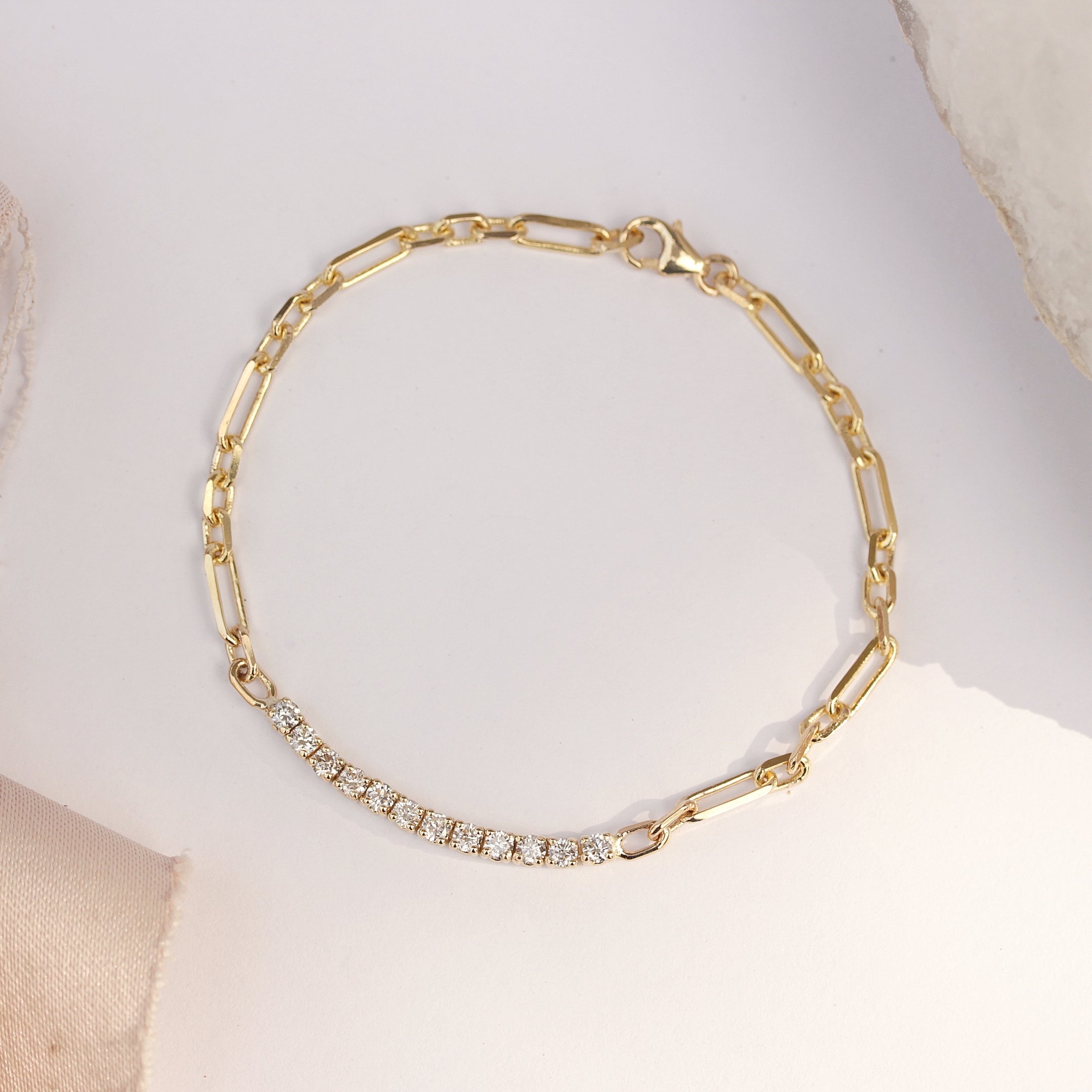 Tennis Paperclip Diamond bracelet