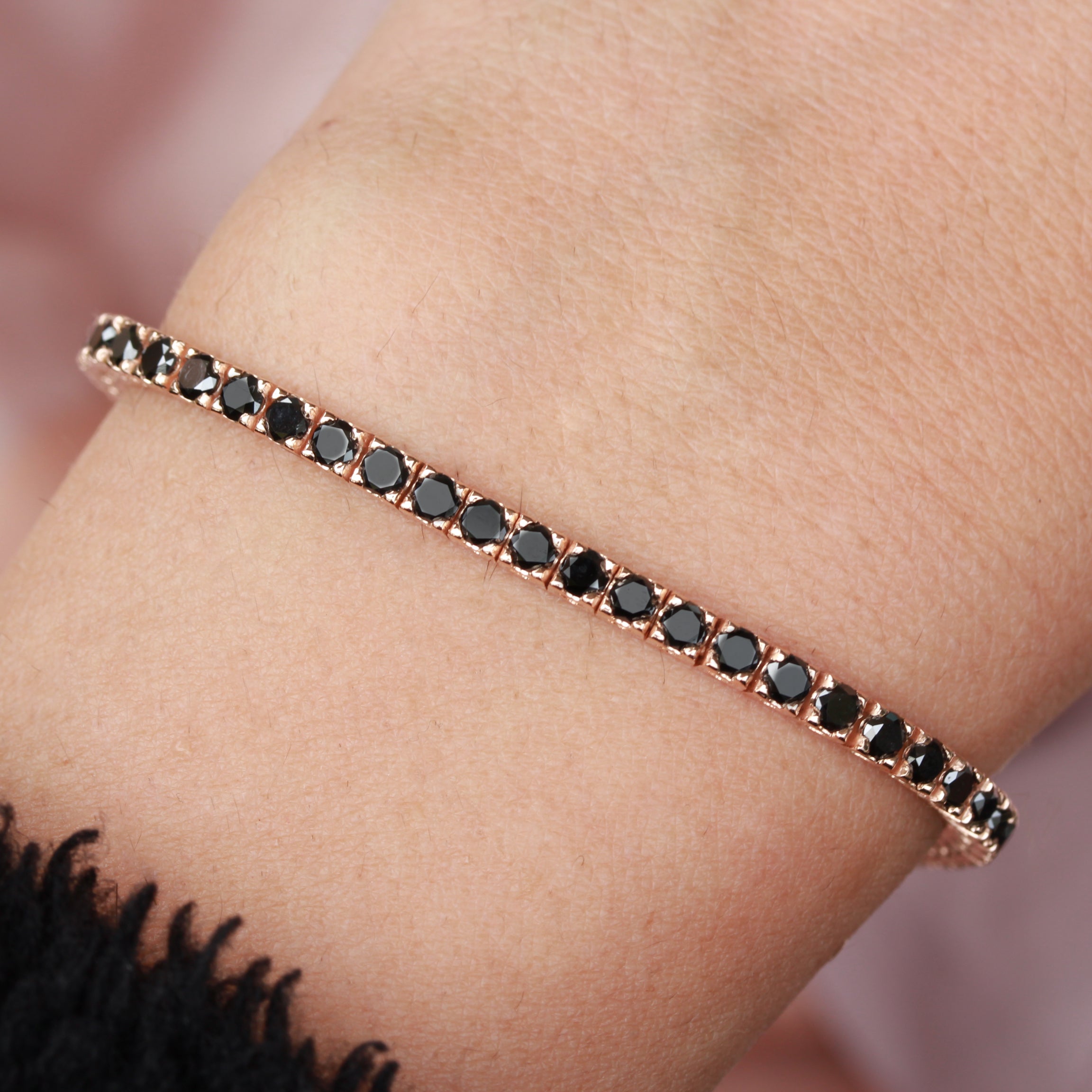 Black diamond tennis hearts bracelet 4.8 carat