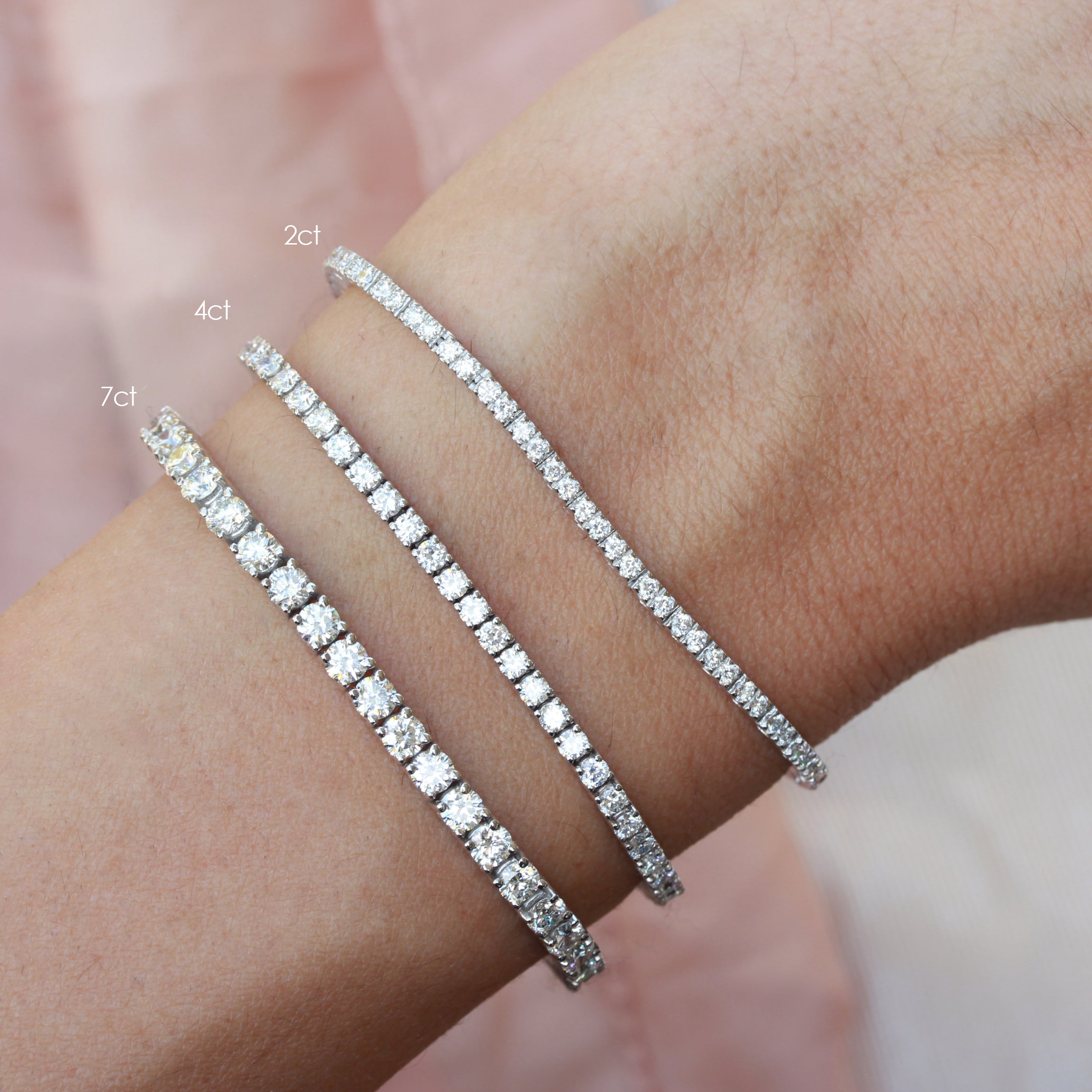 Classic diamond tennis bracelet, 7 inch length - 1ct, 2ct, 3ct, 4ct, 5ct, 7ct