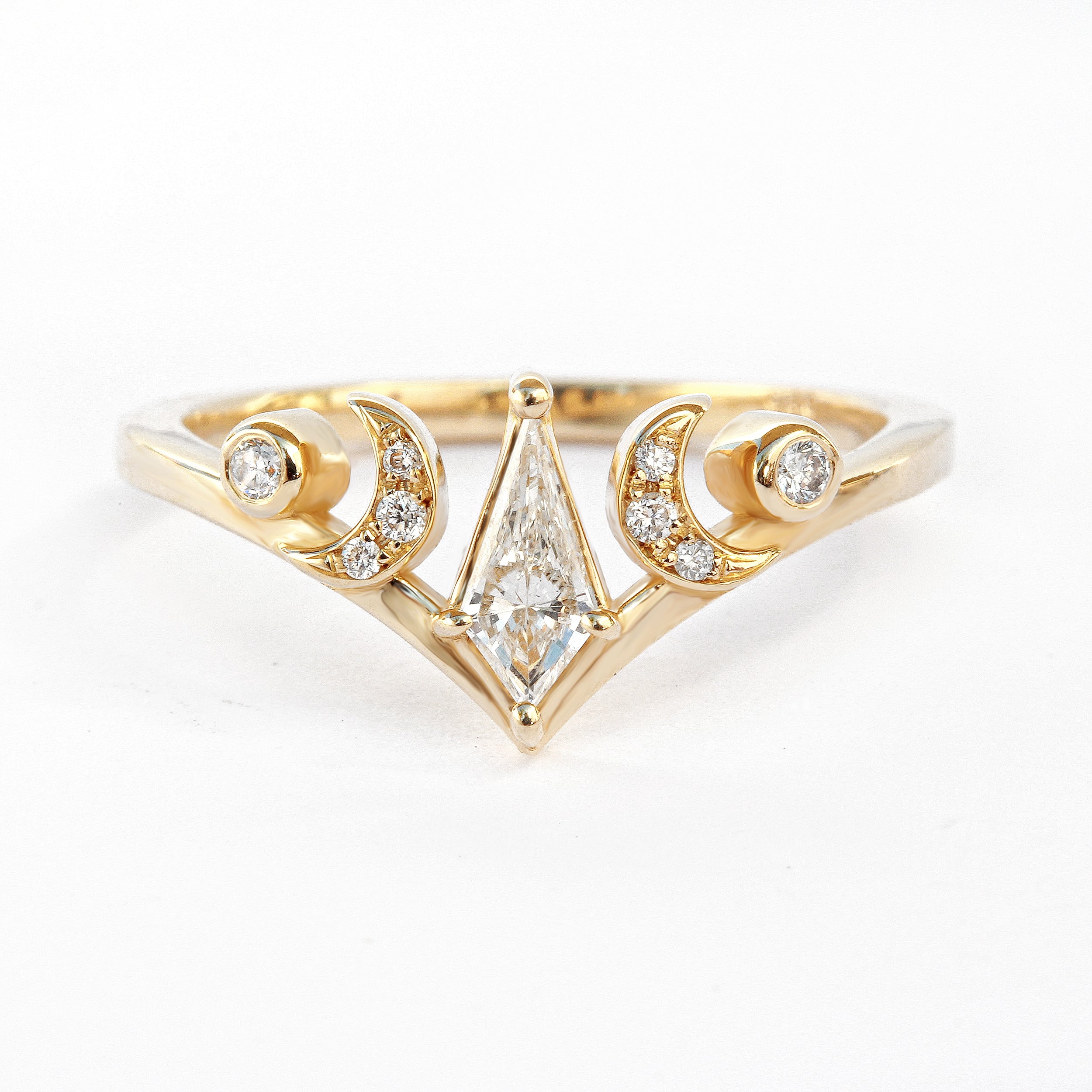 Kite Shield Diamond, The Empress Moon Phase, Celestial Diamond Ring - sillyshinydiamonds