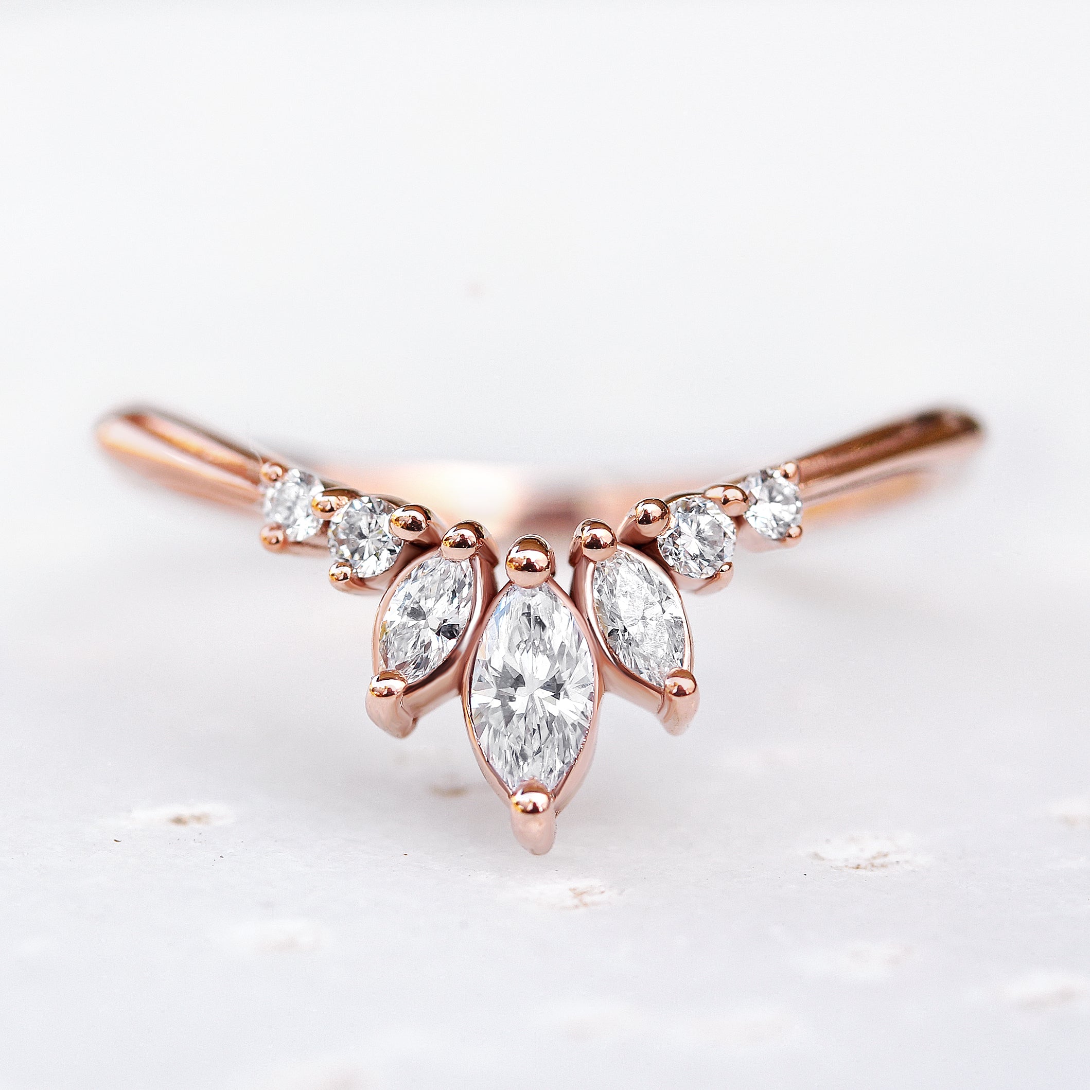 'Danielle' unique Chevron Marquise Diamond Ring - sillyshinydiamonds