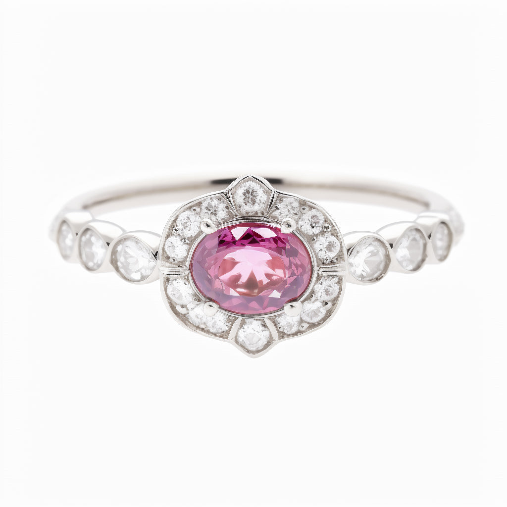 Oval Garnet & Diamonds Birthstone Ring, Marigold ♥