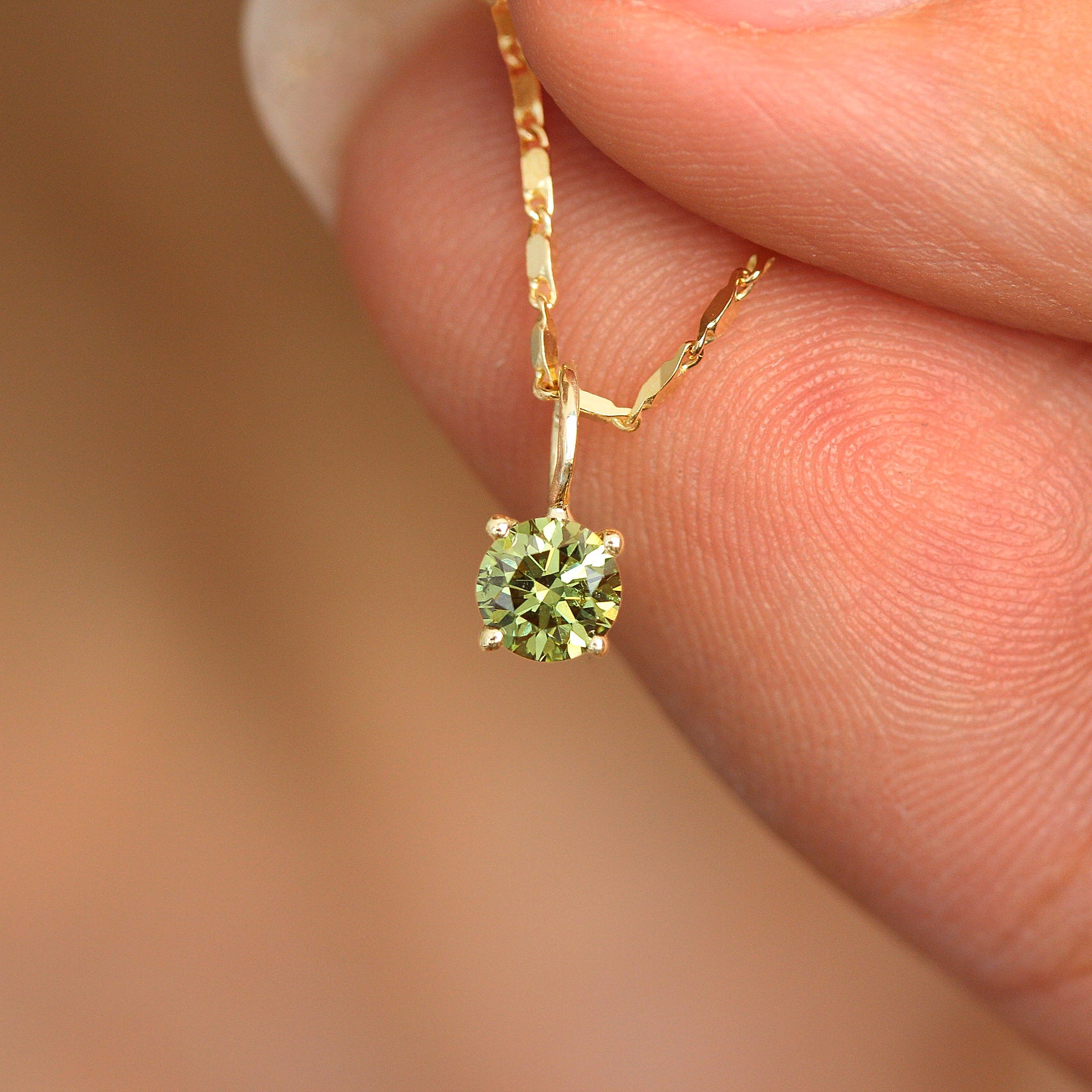 0.30CT Green Lab Diamond Round Charm, charm, pendant, necklace, green, green lab diamond, round.