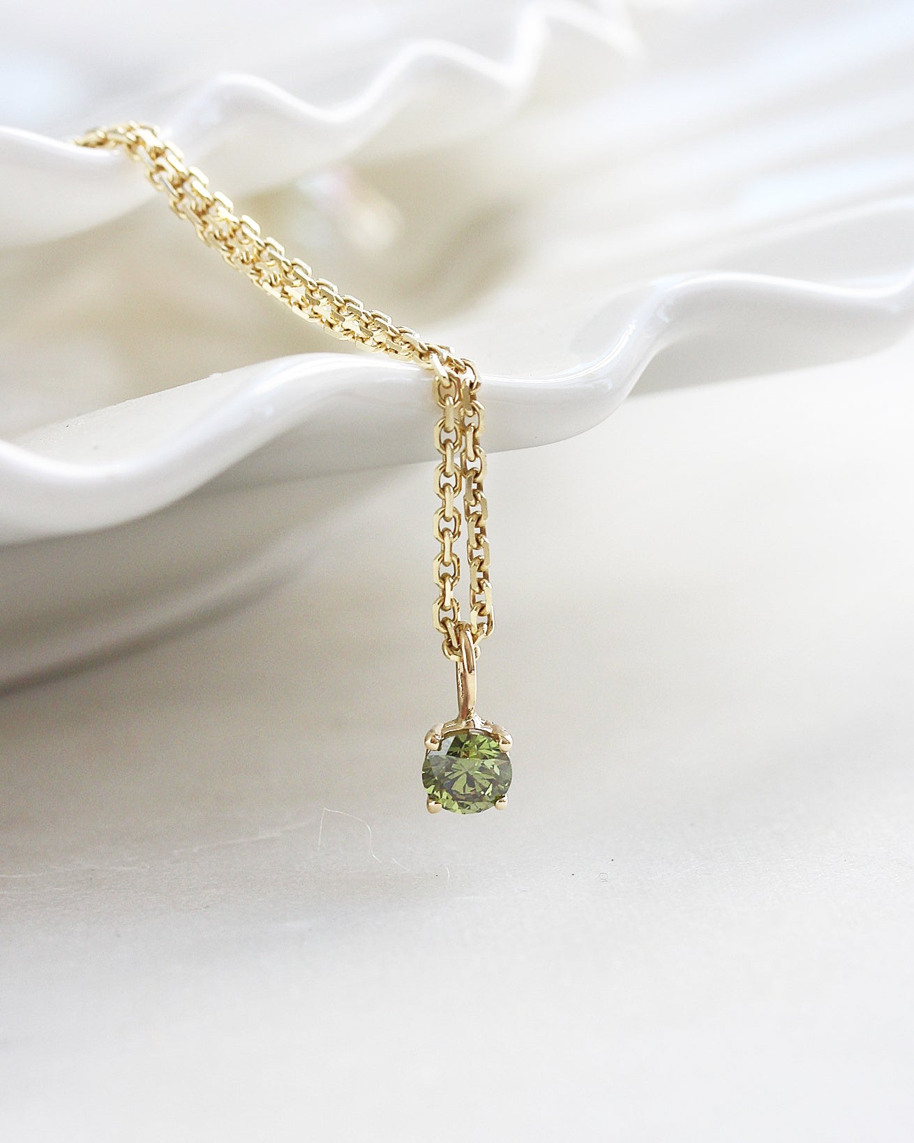 0.30CT Green Lab Diamond Round Charm, charm, pendant, necklace, green, green lab diamond, round.