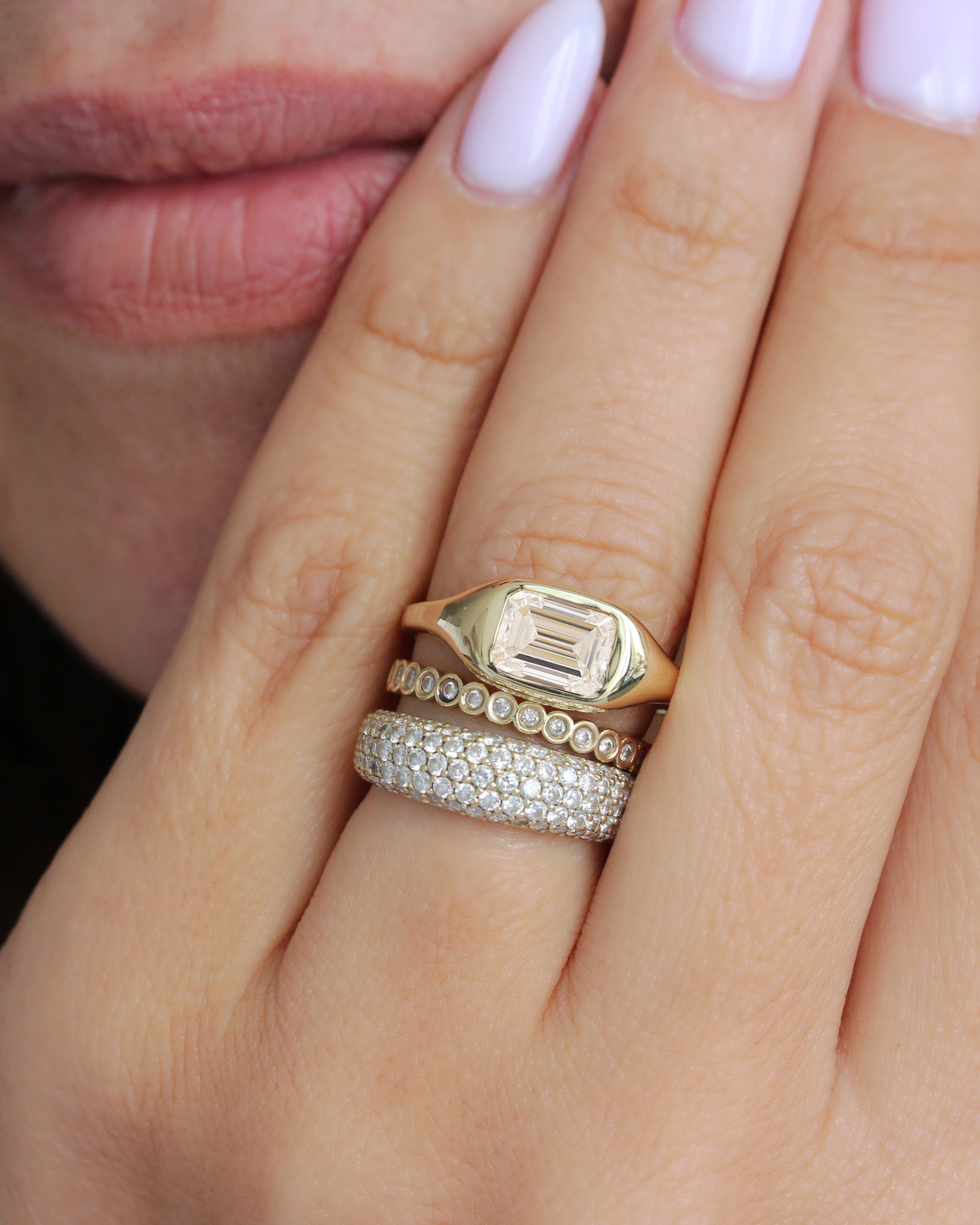 1.5 carat emerald cut diamond, east west setting, signet ring, bold gold engagement ring,, chunky engagement ring, unisex ring, men ring